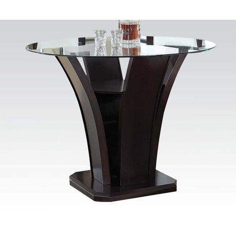 ACME Malik - Counter Height Table - Espresso & Clear Glass | Meri Furniture