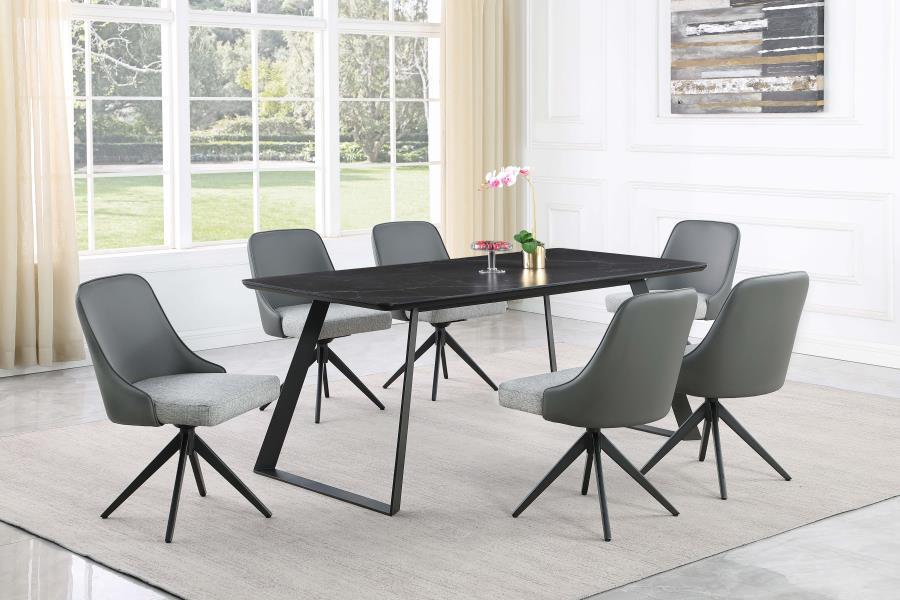 Coaster Fine Furniture Smith - Rectangular Ceramic Top Dining Table - Black | Meri Furniture