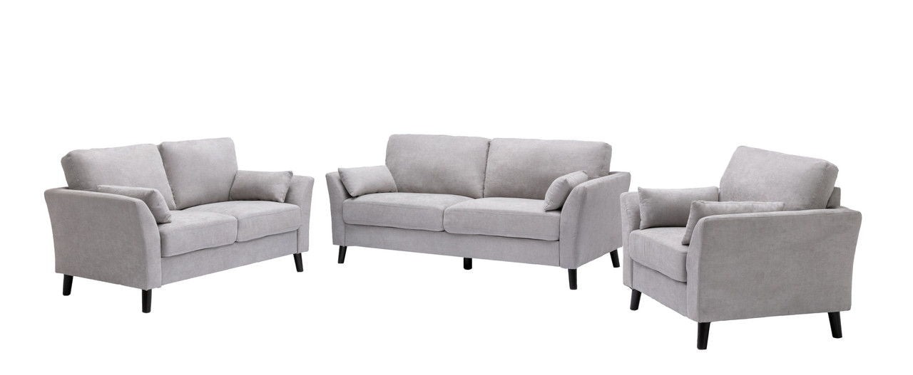 Damian Light Gray Woven Fabric Sofa Loveseat Chair Living Room Set