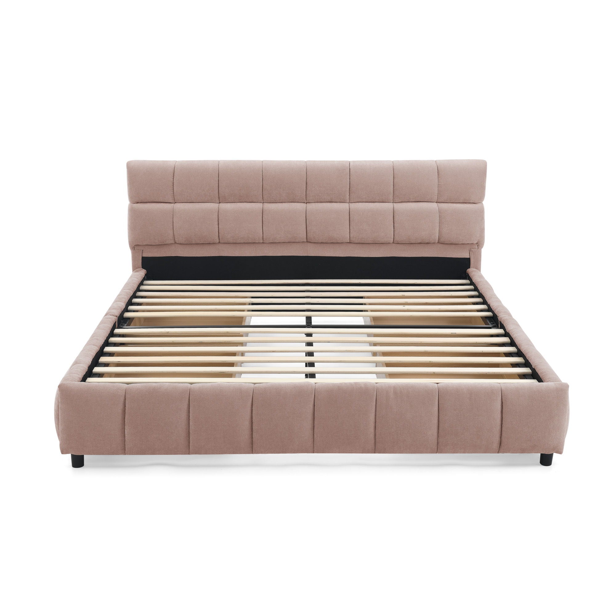 Modern Platform Bed Frame With Thick Chenille Fabric
