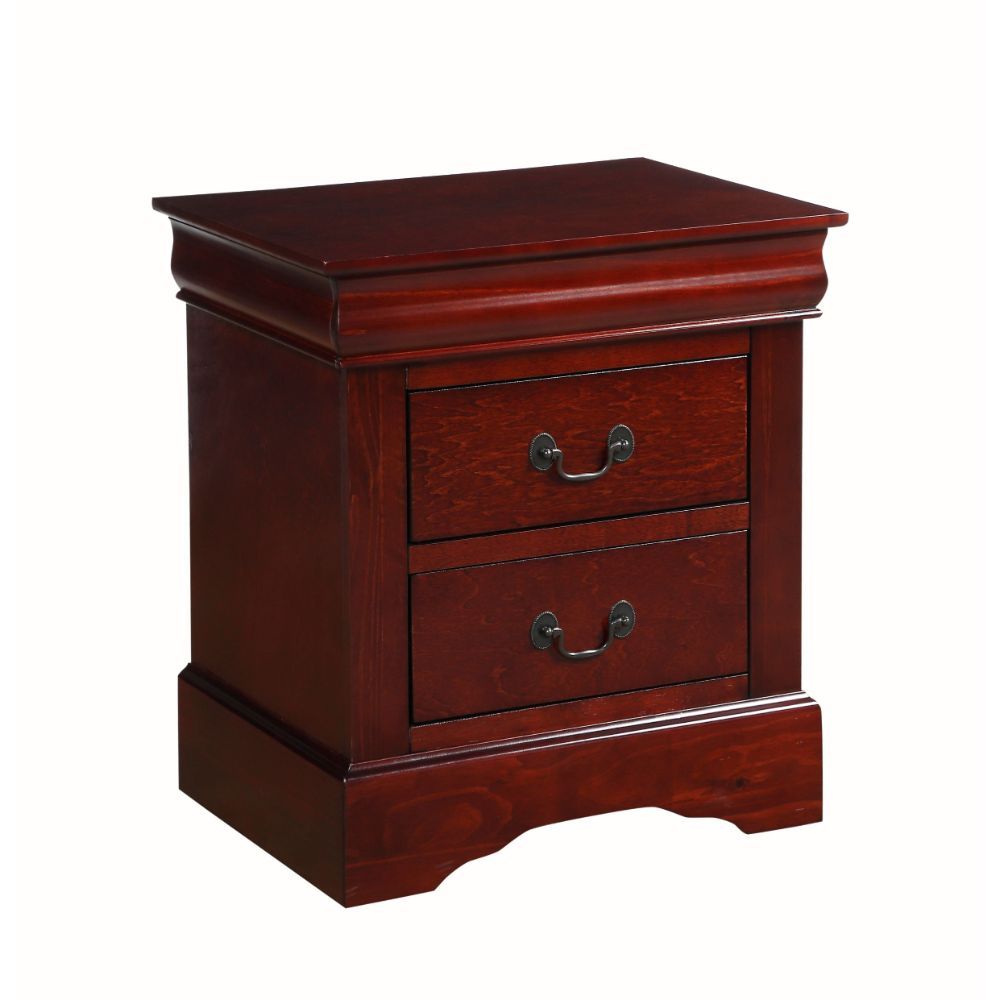 ACME It has two drawers with center metal glide and brushed nickel metal handle. Offers you plentiful storage with spacious drawers | Meri Furniture