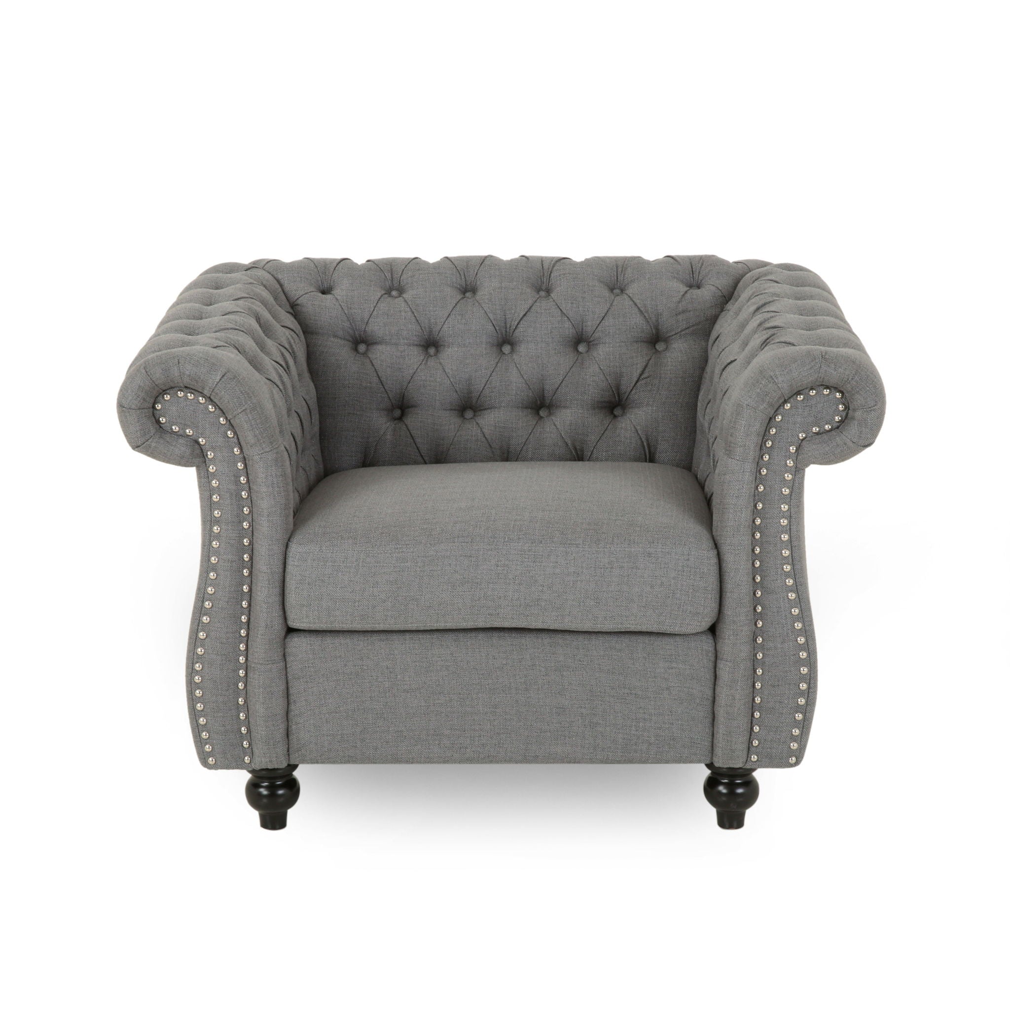 Nexuson - Upholstered Chesterfield Chair With Deep Tufted And Nailhead Trim