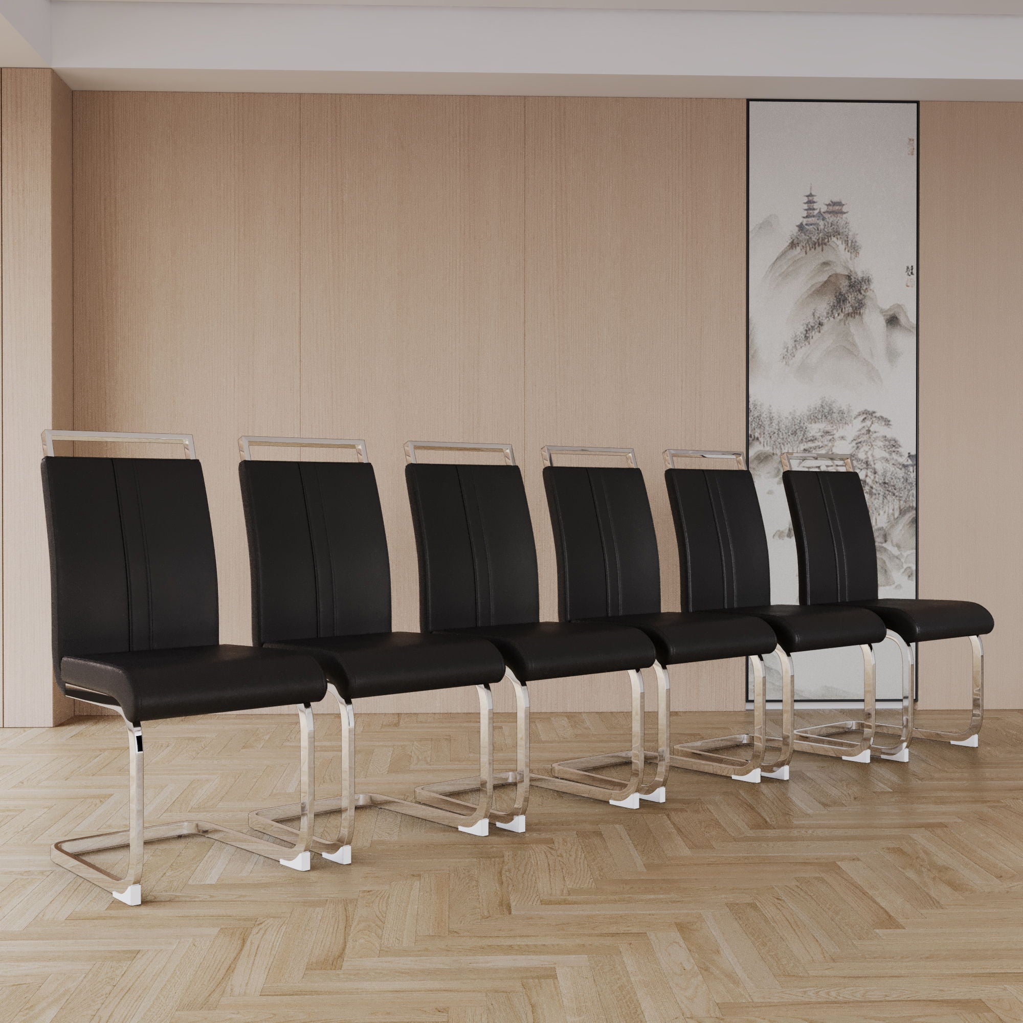 Modern Dining Chairs With Padded Seat, High Back