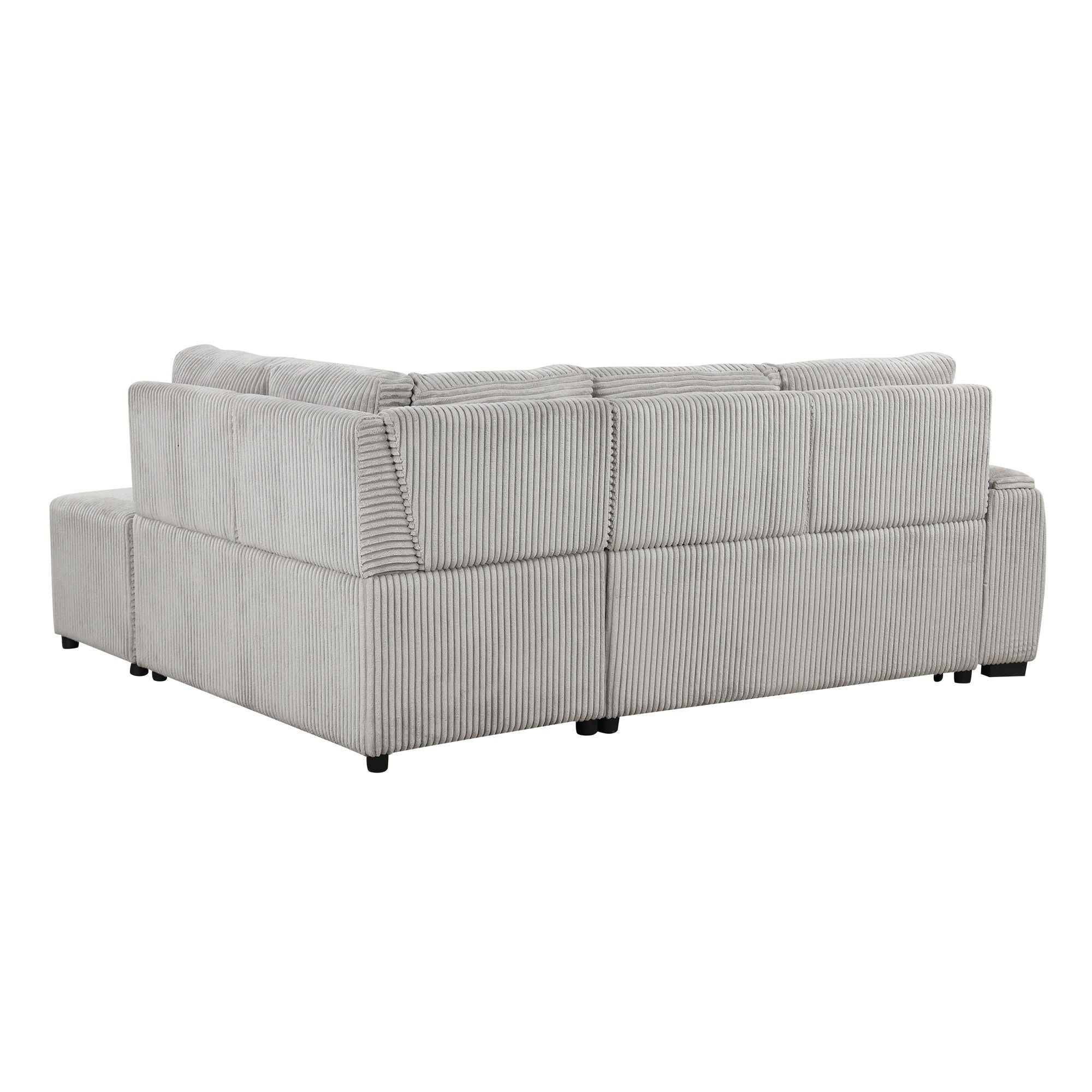 Pull-Out L-Shaped Sectional Sofa With Movable Ottoman And Stool, Large Storage Space, A Cup Holder, And 2 USB Ports For Living Room