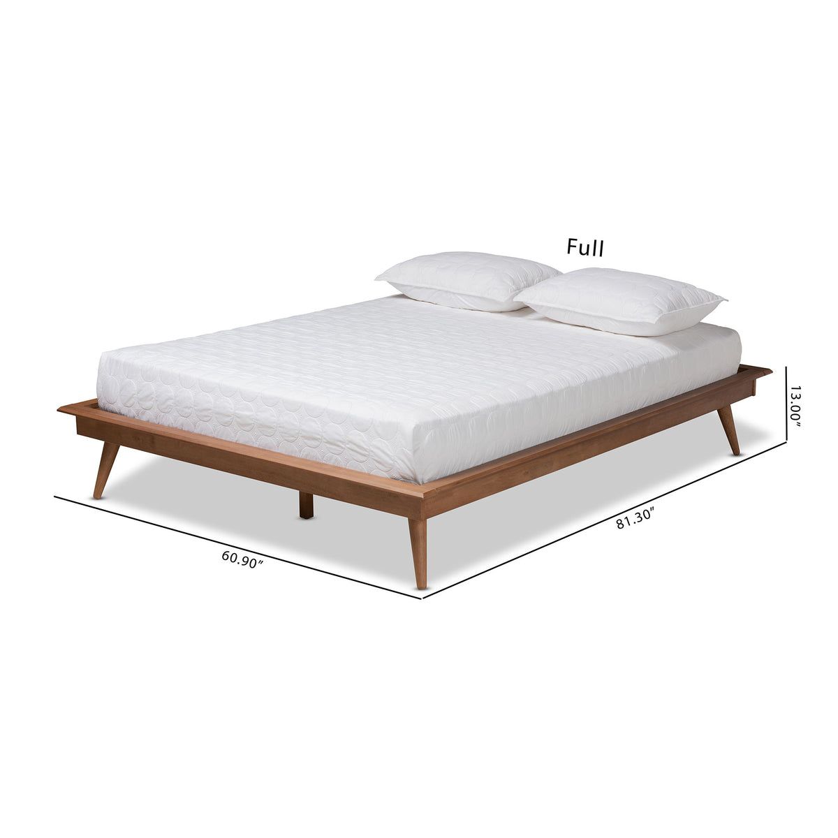 Karine Mid-Century Modern Walnut Brown Finished Wood King Size Platform Bed Frame