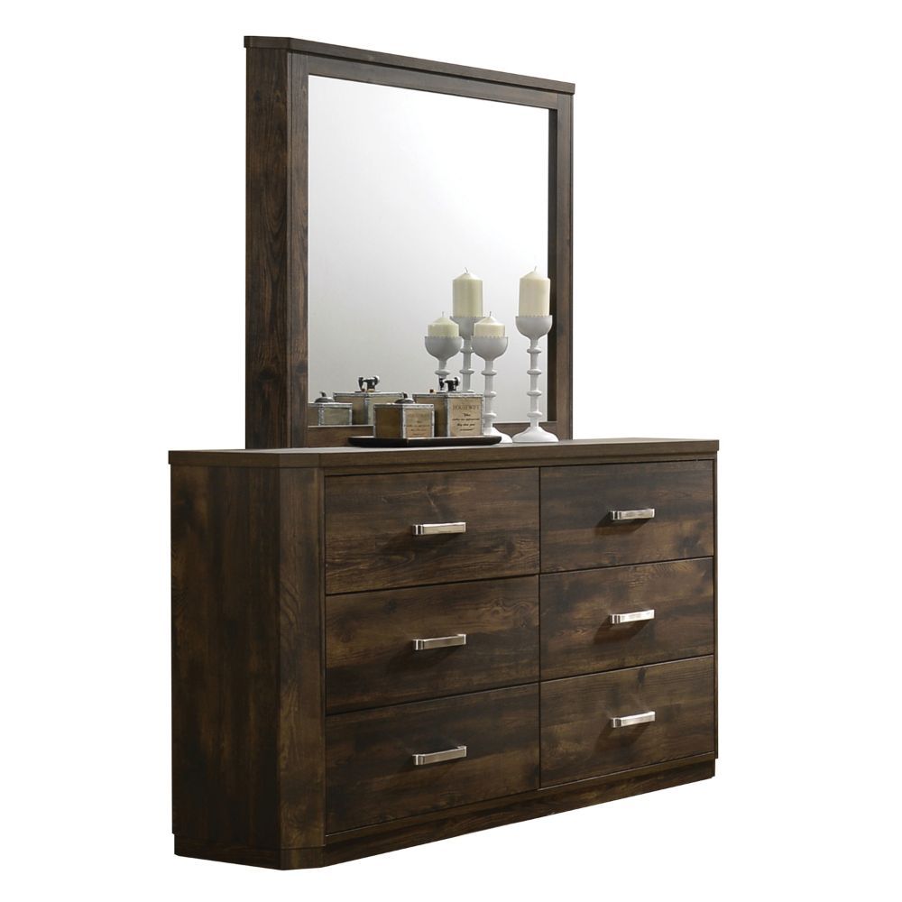 ACME Elettra - Mirror - Rustic Walnut | Meri Furniture