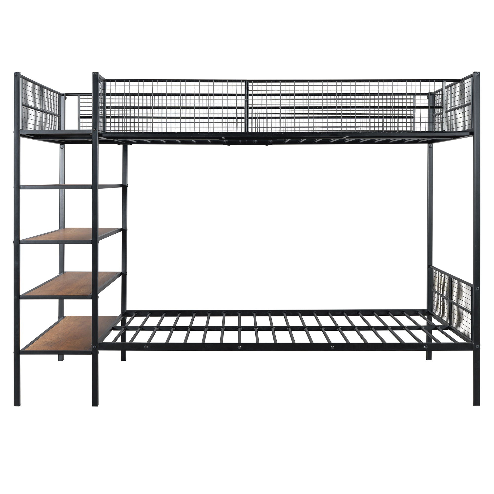 Bunk Bed With 5 Tier Shelves