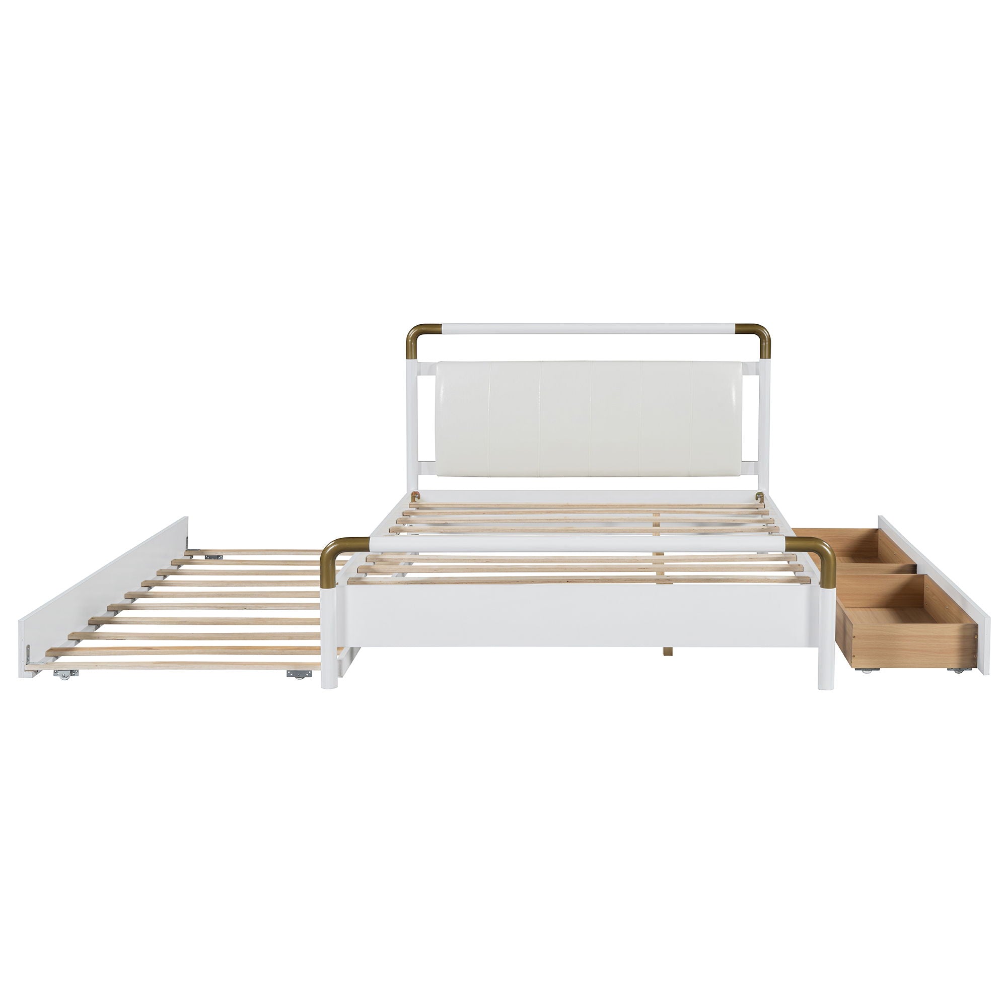 Storage Platform Bed, With 2 Big Drawers, Trundle