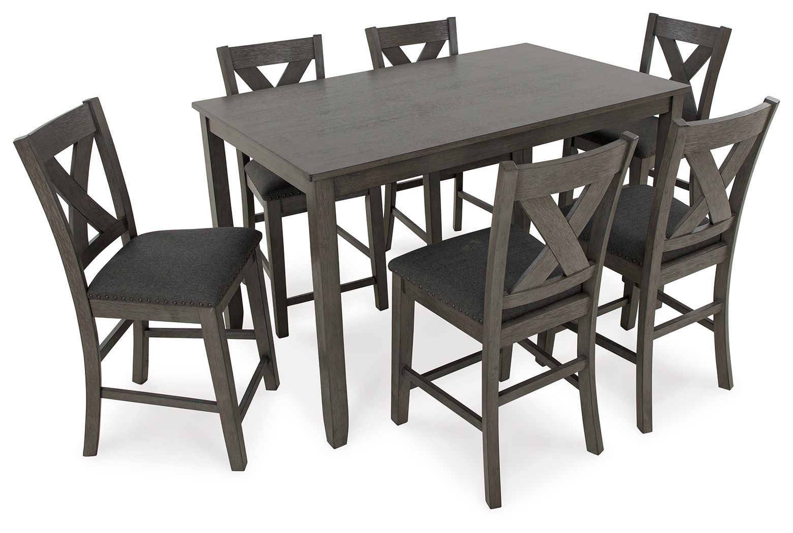 Signature Design by Ashley® Caitbrook - Gray - Rect Drm Counter Table Set (Set of 7) | Meri Furniture