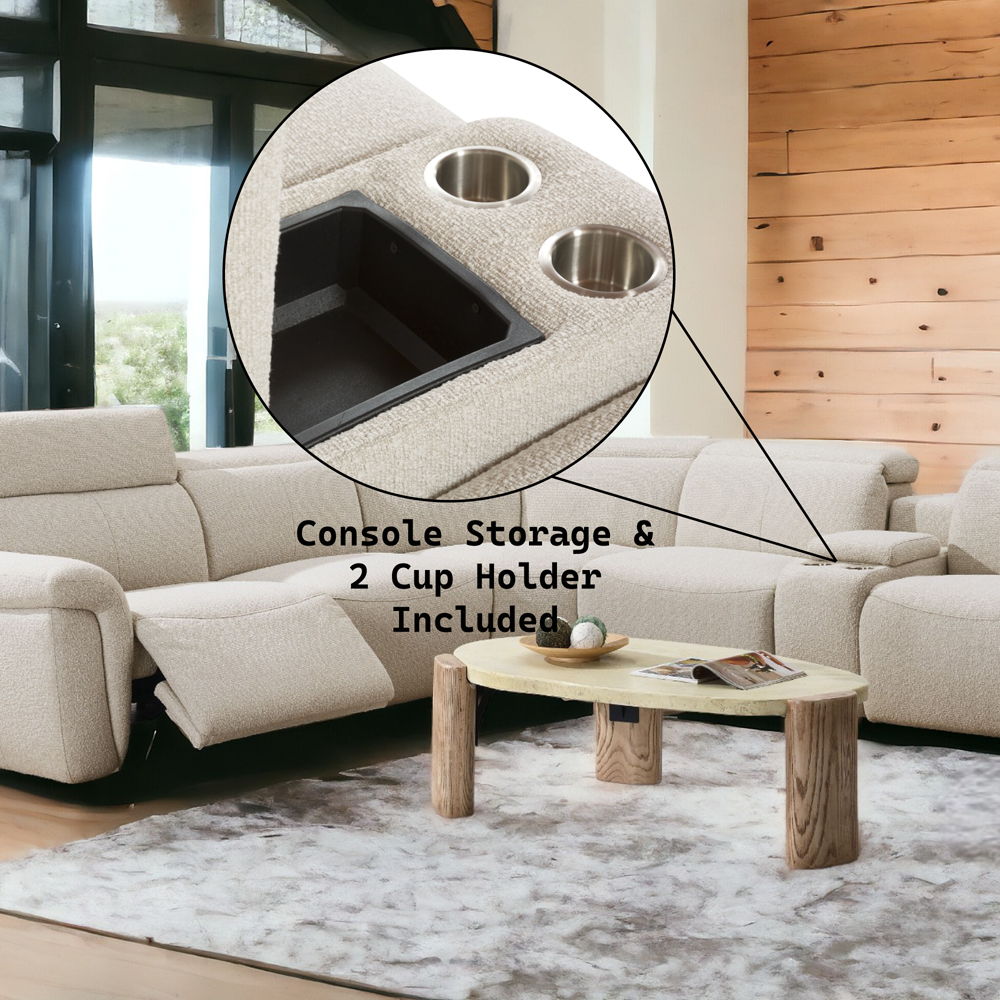 Dayana - Power Motion Sectional Sofa - Beige Boucle