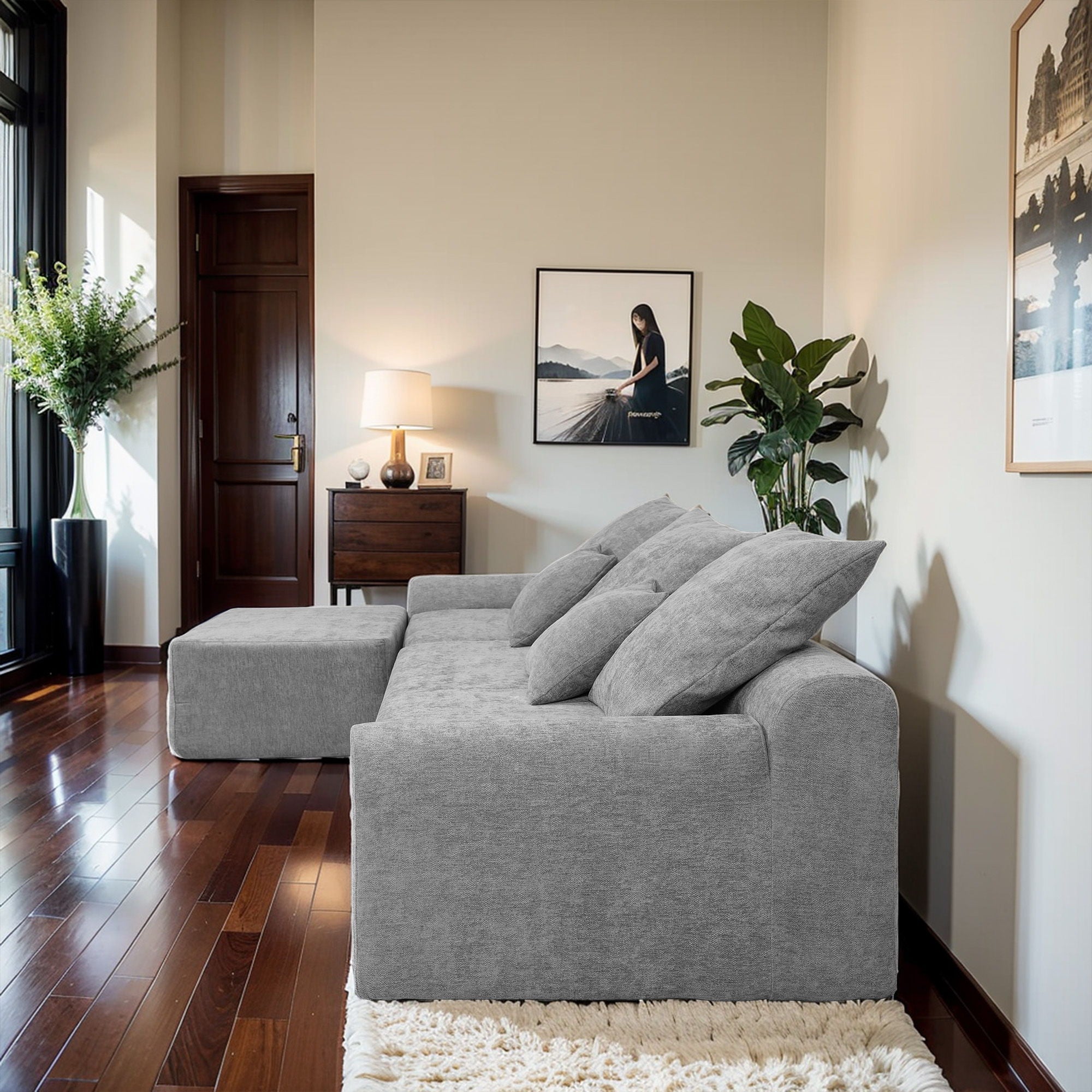 Modern L Shaped Sectional Sofa With Adjustable Configurations