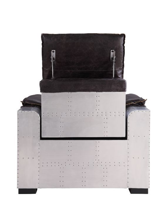 Misezon - Power Motion Recliner - Dark Top Grain Brown Leather & Aluminum