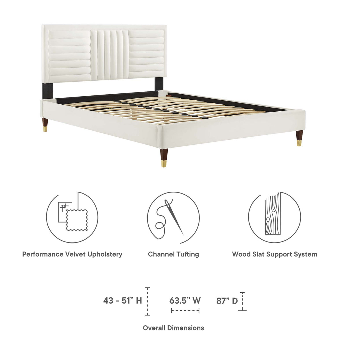 Sofia Channel Tufted Performance Velvet King Platform Bed by Modway