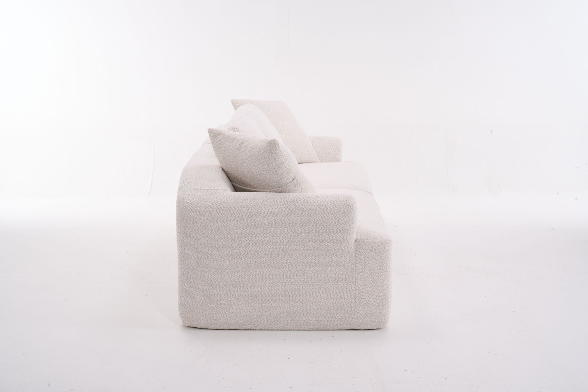 Compression Sofa: 4 Seater Combined Sofa, Crochet Yarn Fabric, Full Sponge Compression Sofa, Combined Sofa With 4 Pillows For Home Living / Home Furniture / Apartment - Beige