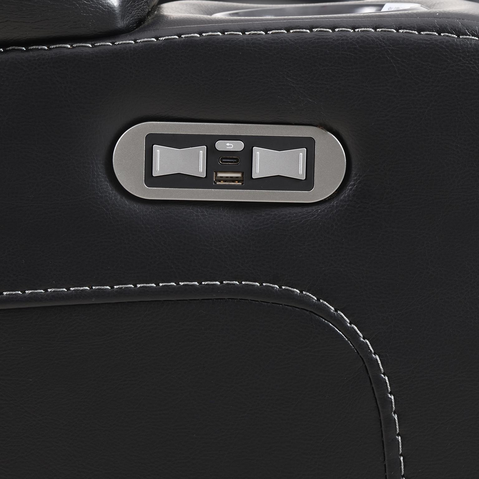 U92 - LED Power Reclining With Power Headrest, Bluetooth Speaker, And Drop Down Table Loveseat - Black