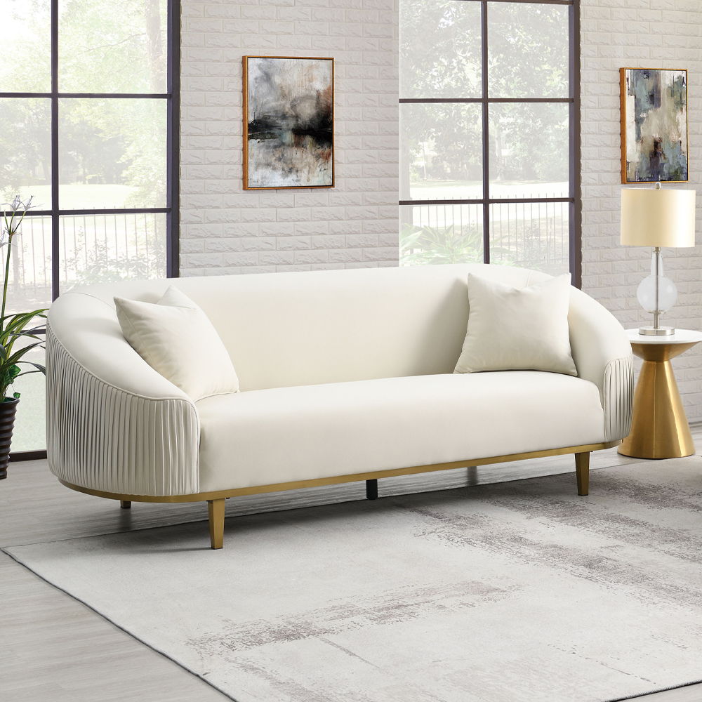 ACME Martina - Sofa With 2 Pillows - Ivory Velvet | Meri Furniture