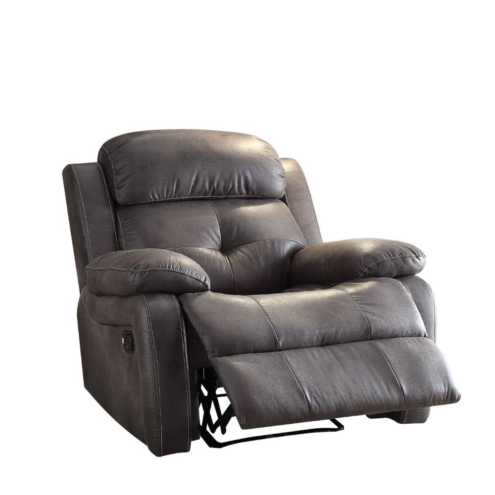 ACME Ashe - Recliner - Gray Polished Microfiber | Meri Furniture