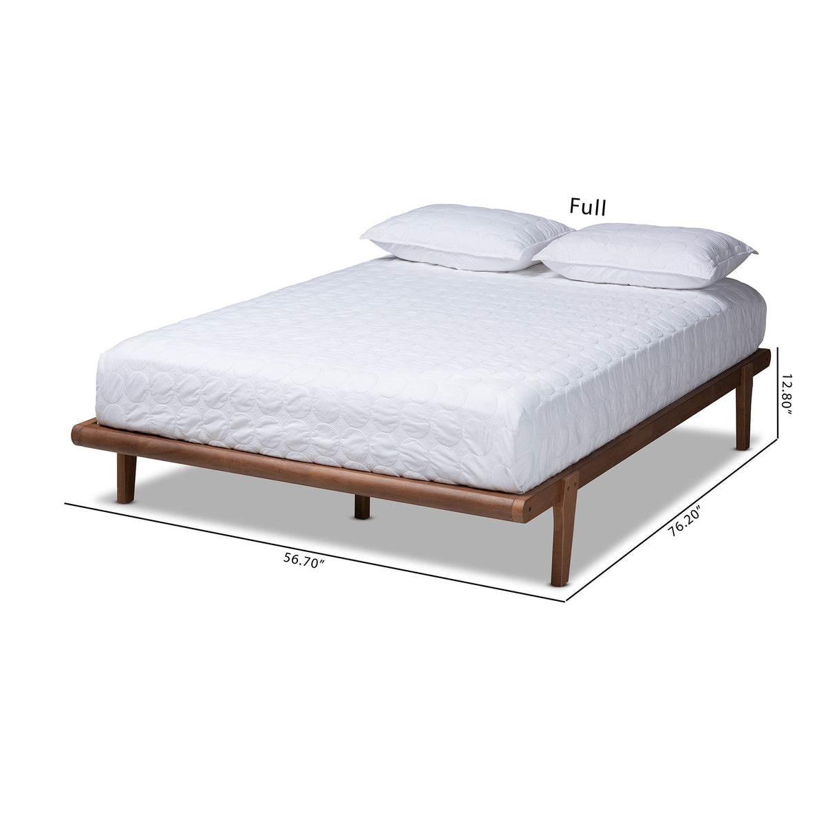Kaia Mid-Century Modern Walnut Brown Finished Wood Queen Size Platform Bed Frame