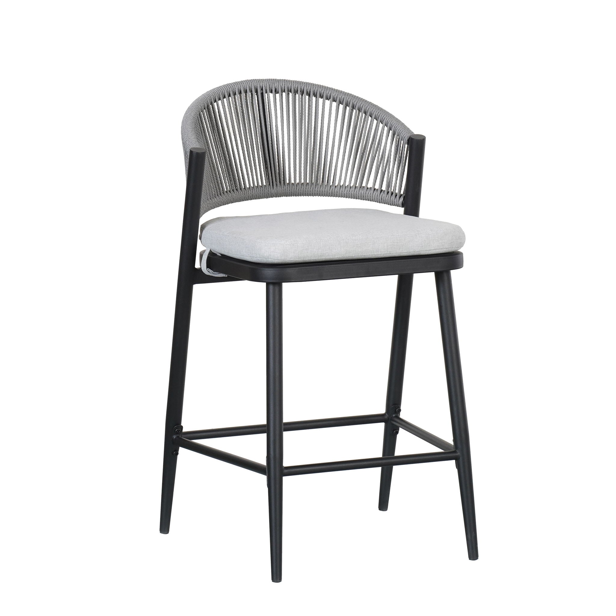 Outdoor 26" Counter Height Metal Frame Counter Stools With Scallop Shaped Backrest & Water Resistant Cushions
