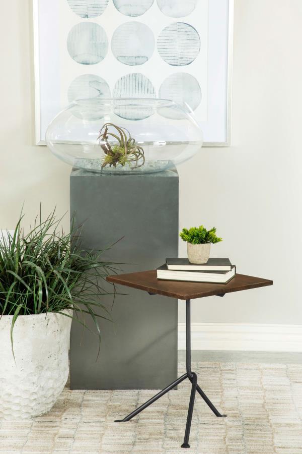 Coaster Fine Furniture Heitor - Square Wood Top Accent Side Table - Dark Brown | Meri Furniture