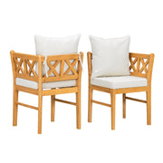 Farmhouse Modern Dining Corner Chairs (Set of 2) With Handwoven Rattan Backrests And Solid Wood Legs - Natural / White