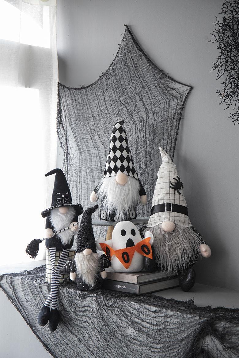 Gnome Decor, For Halloween Decor - Black / White