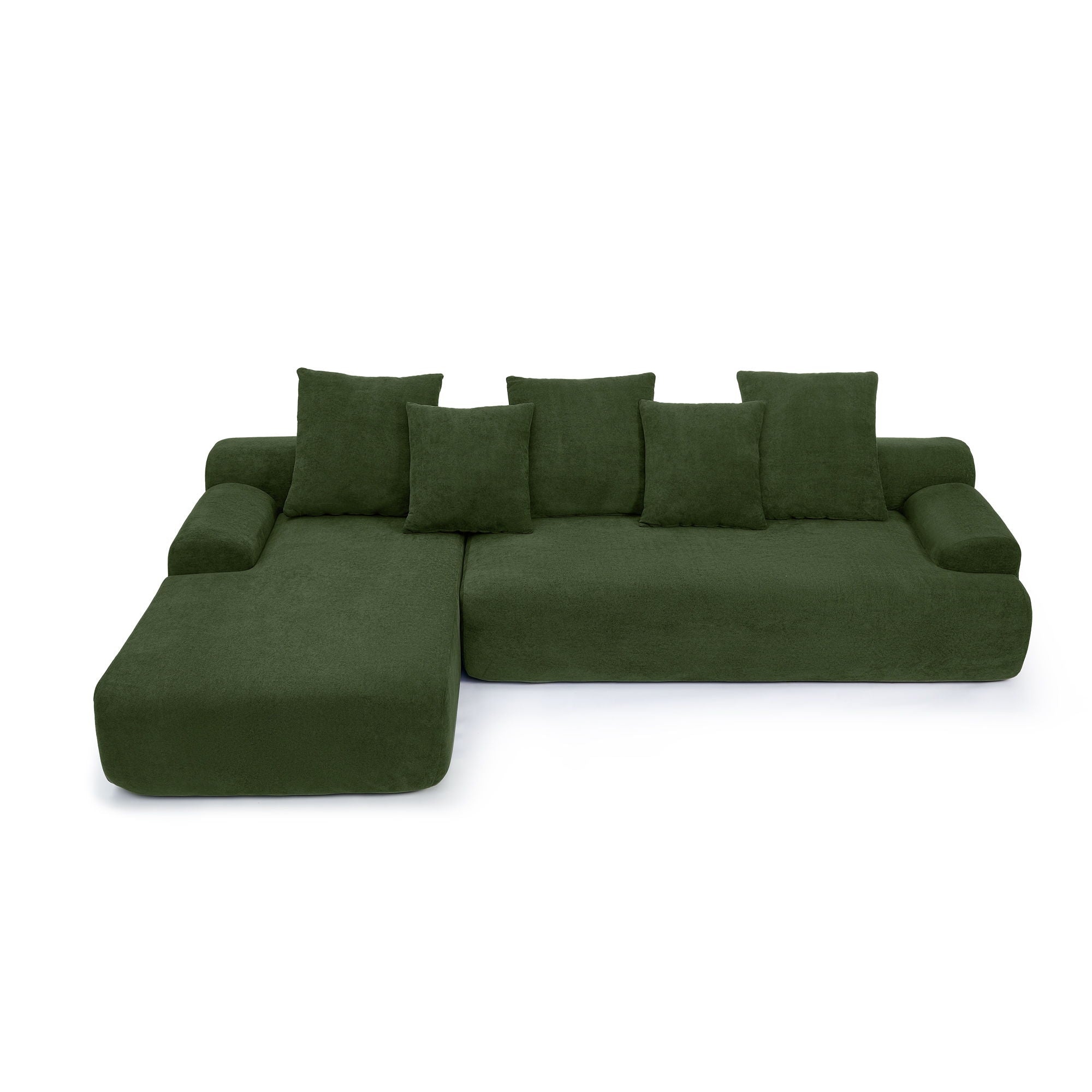 L-Shape Sectional Sofa, Modular Compressed Couch For Living Room Bedroom, 4 Seater - Green