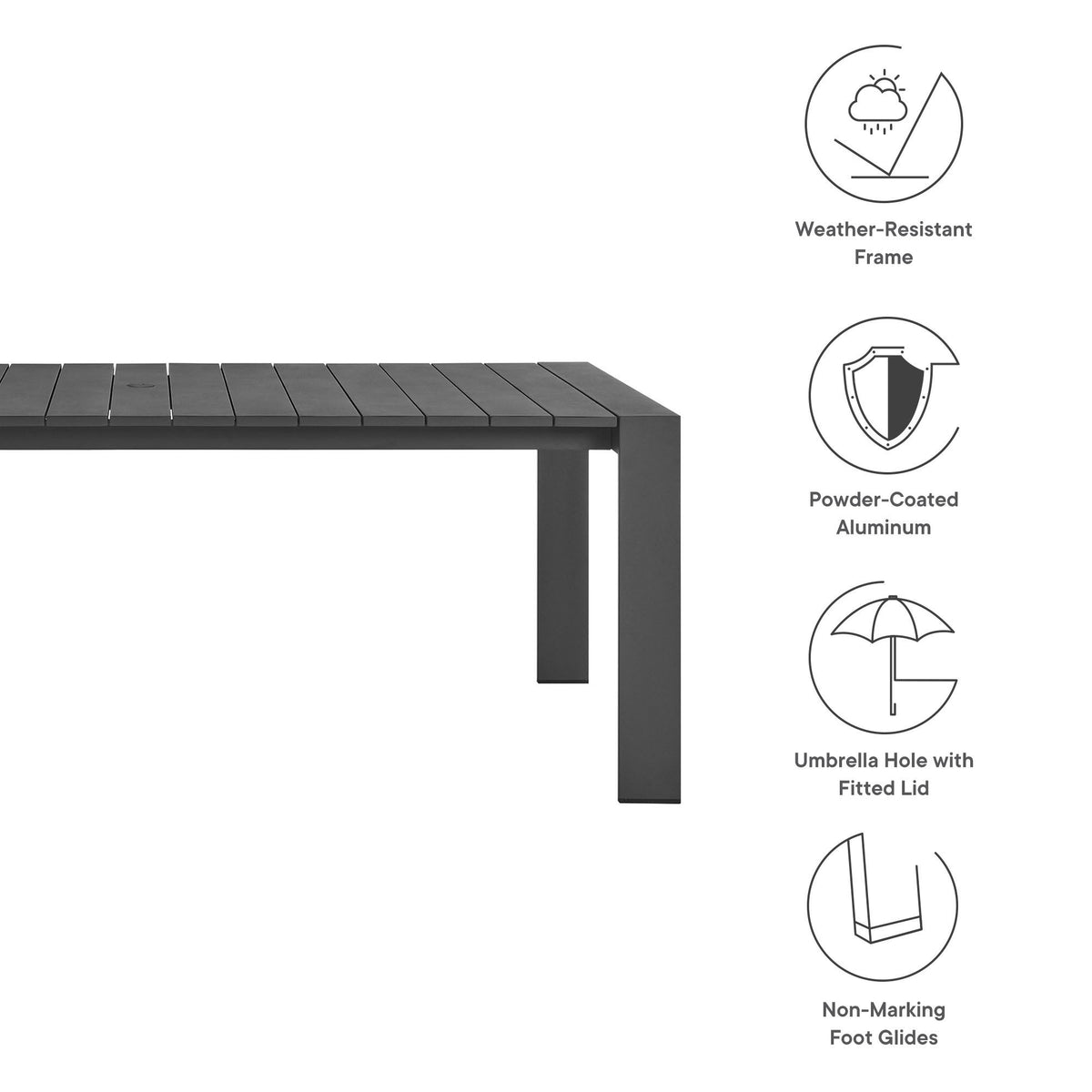 Tahoe 9-Piece Outdoor Patio Aluminum Dining Set by Modway
