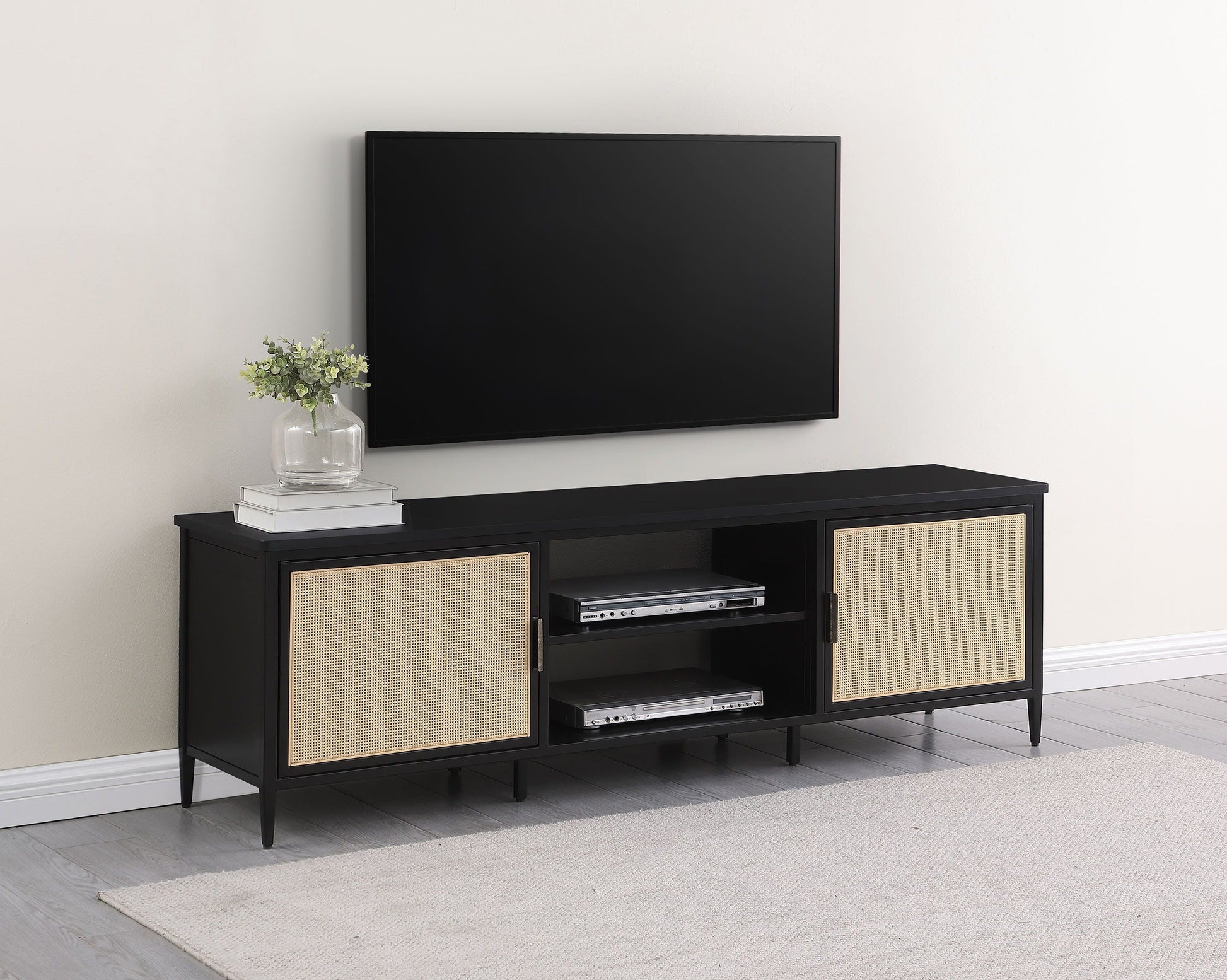 Coaster Fine Furniture Amherst - 2-Door 70" Metal TV Stand Media Console - Black | Meri Furniture