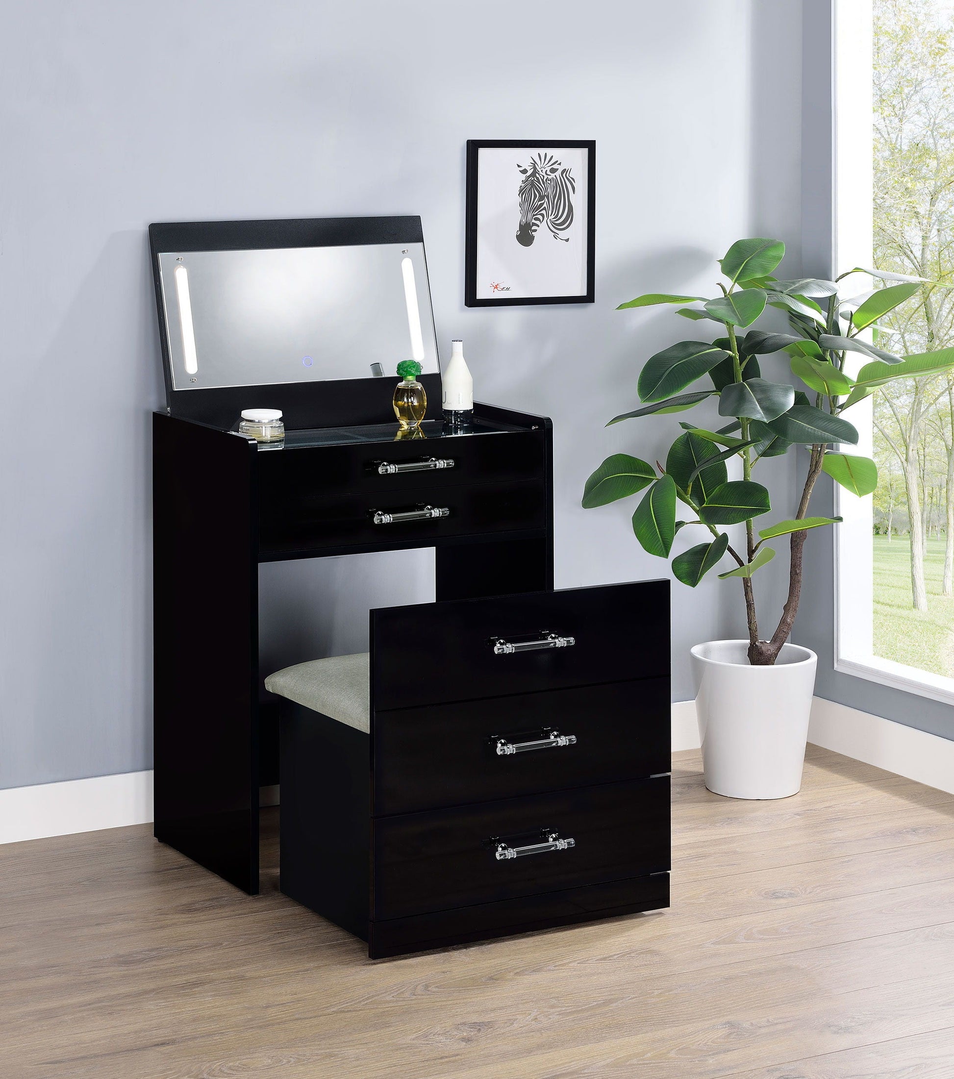 Coaster Fine Furniture Danbury - 3-Drawer Makeup Vanity & Stool Set | Meri Furniture