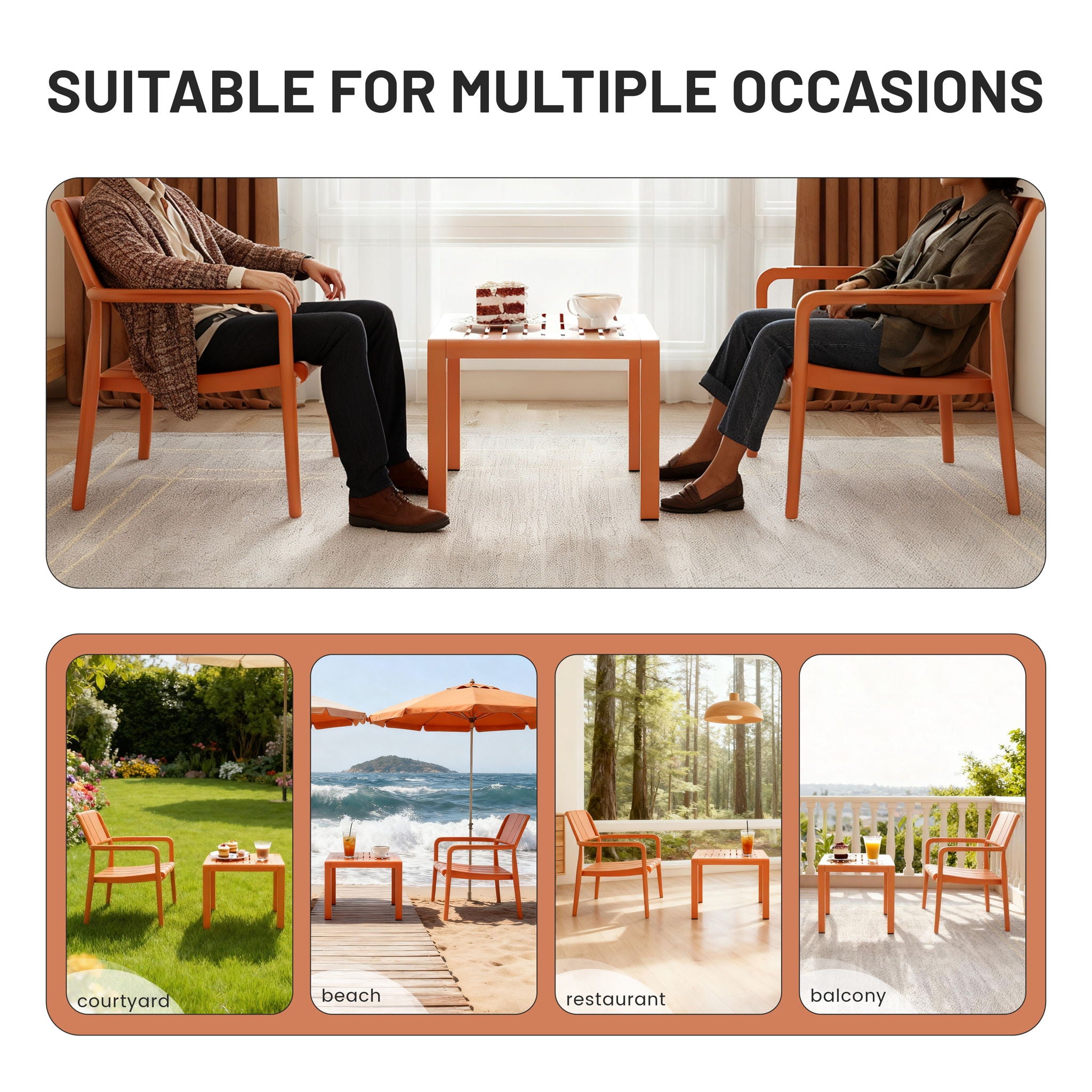 3 Piece Indoor / Outdoor Leisure Table And Chair Set