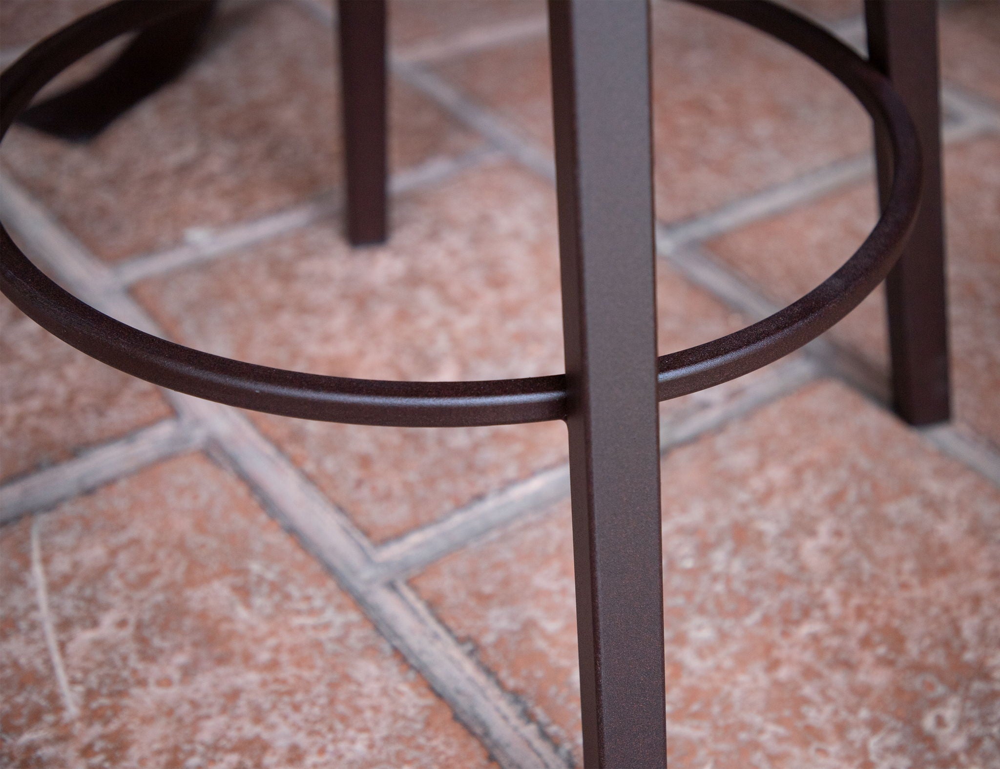 Antique - Stool With Iron Base - Multicolor