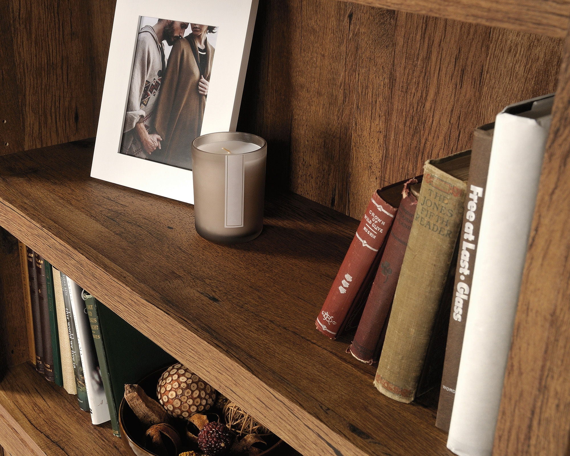 Farmhouse Style 5-Shelf 2-Door Bookcase