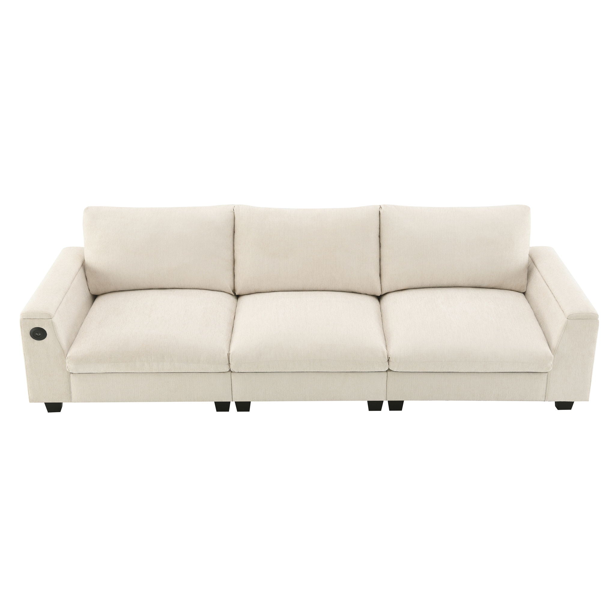 Sectional With Bluetooth Speaker Comfy Cloud Couch Set With Drop Down Table Cup Holders, USB Charger Storage Armrest Wide Seat Sofa