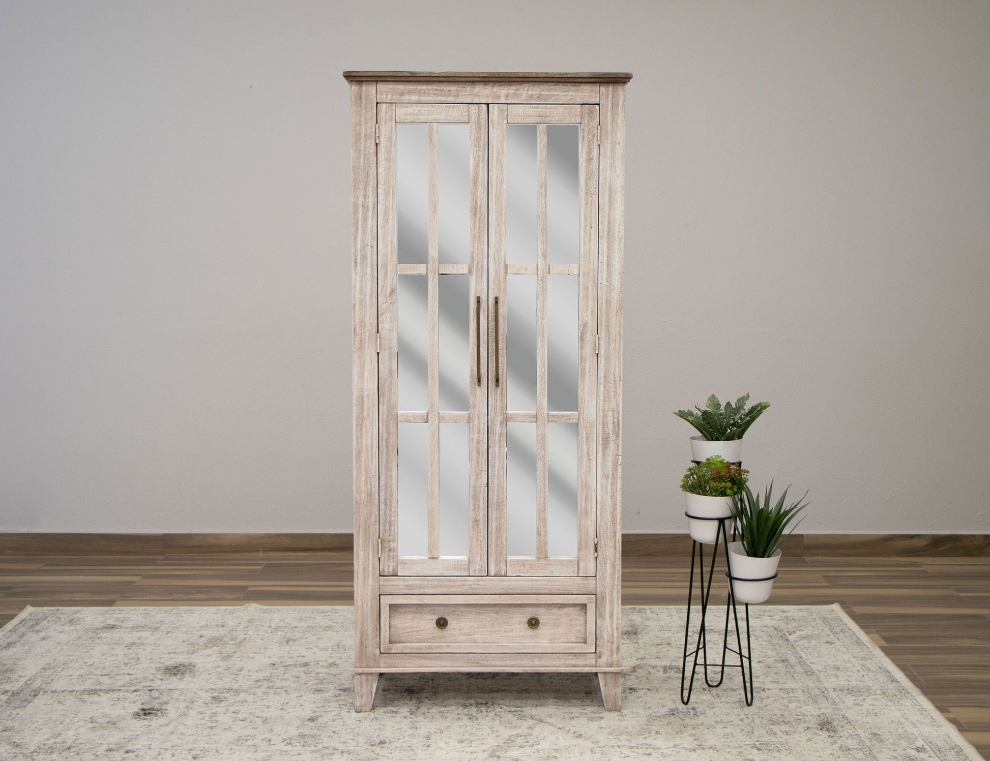International Furniture Direct Sahara - Cabinet - Light Cream / Brown Caramel | Meri Furniture