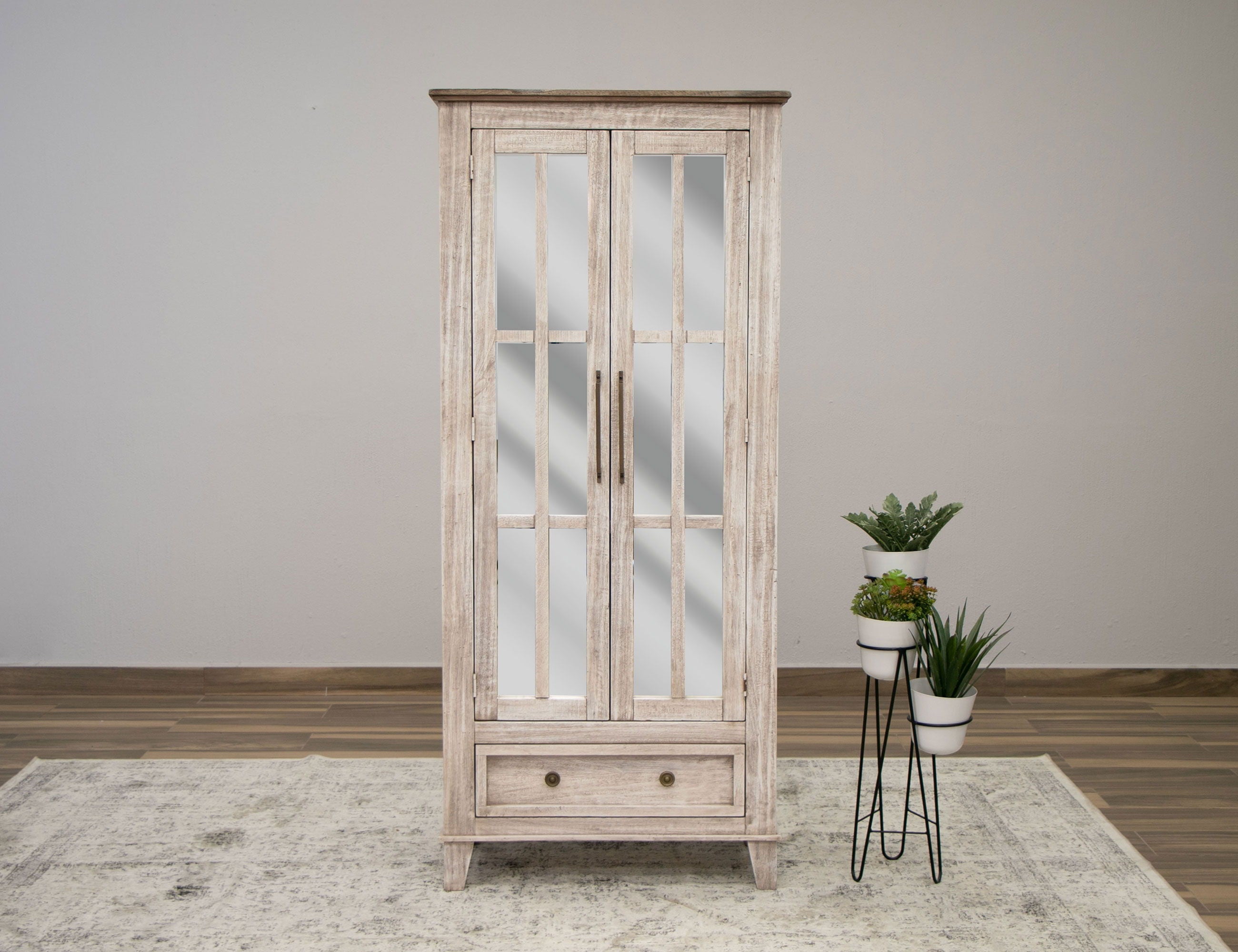 International Furniture Direct Sahara - Cabinet - Light Cream / Brown Caramel | Meri Furniture