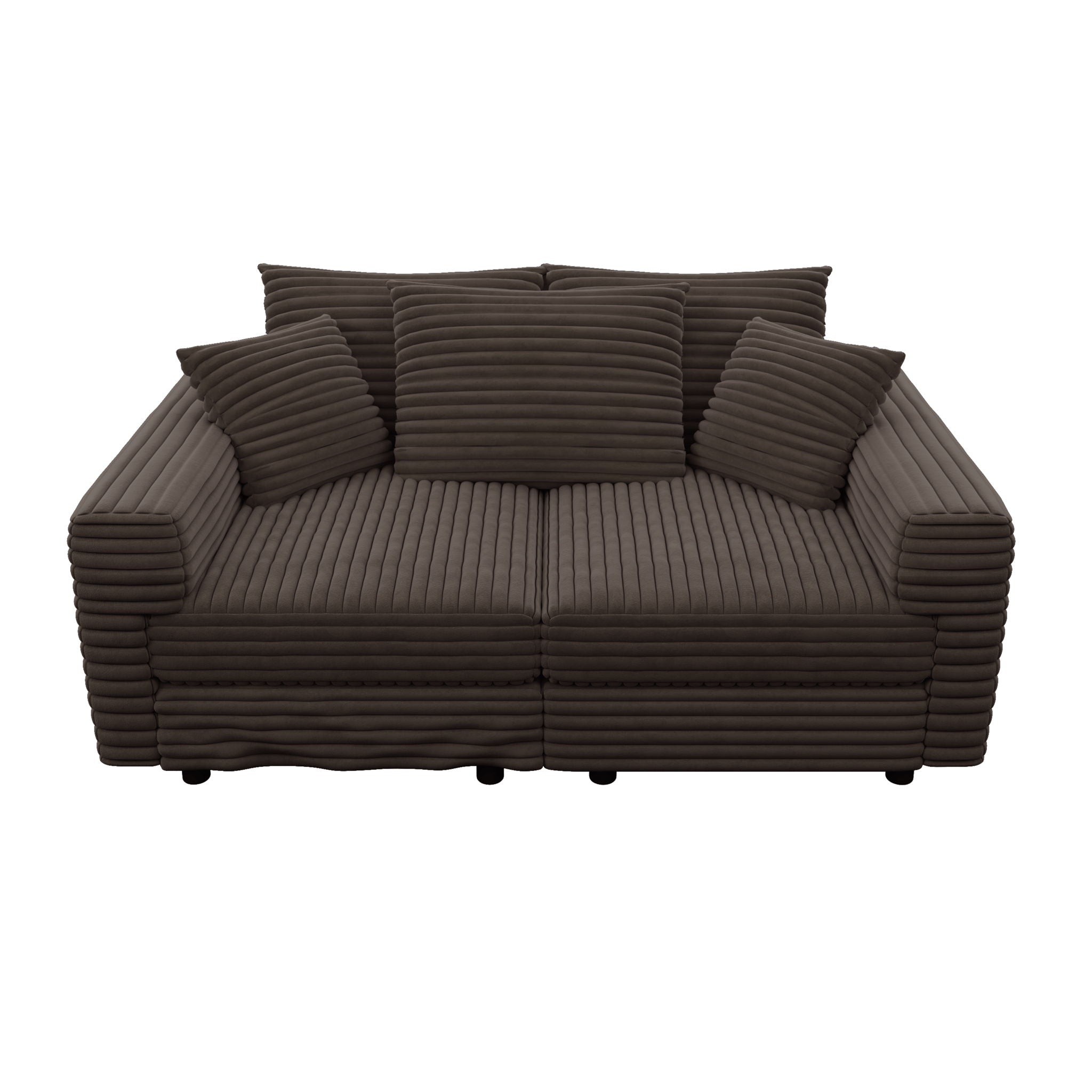 Plush Corduroy 4 Seat Sofa, Modern Comfy Upholstered Sofa Cloud Couch, Deep Seat Couches With Soft Pillows