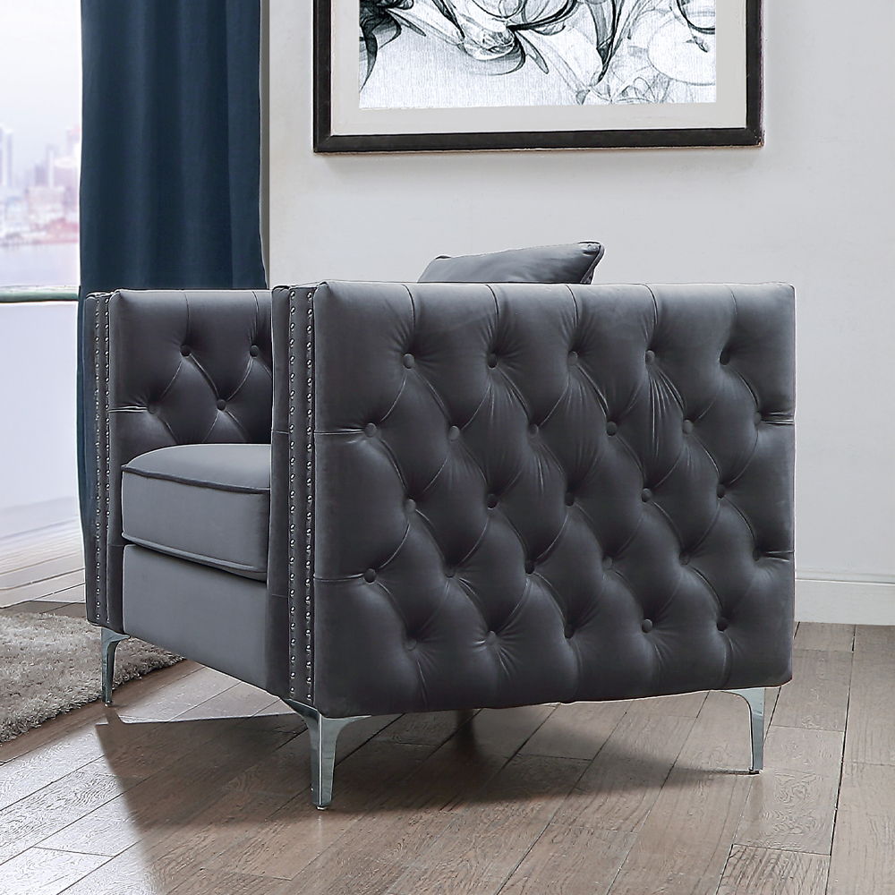 Gillian II - Chair - Light Gray Velvet
