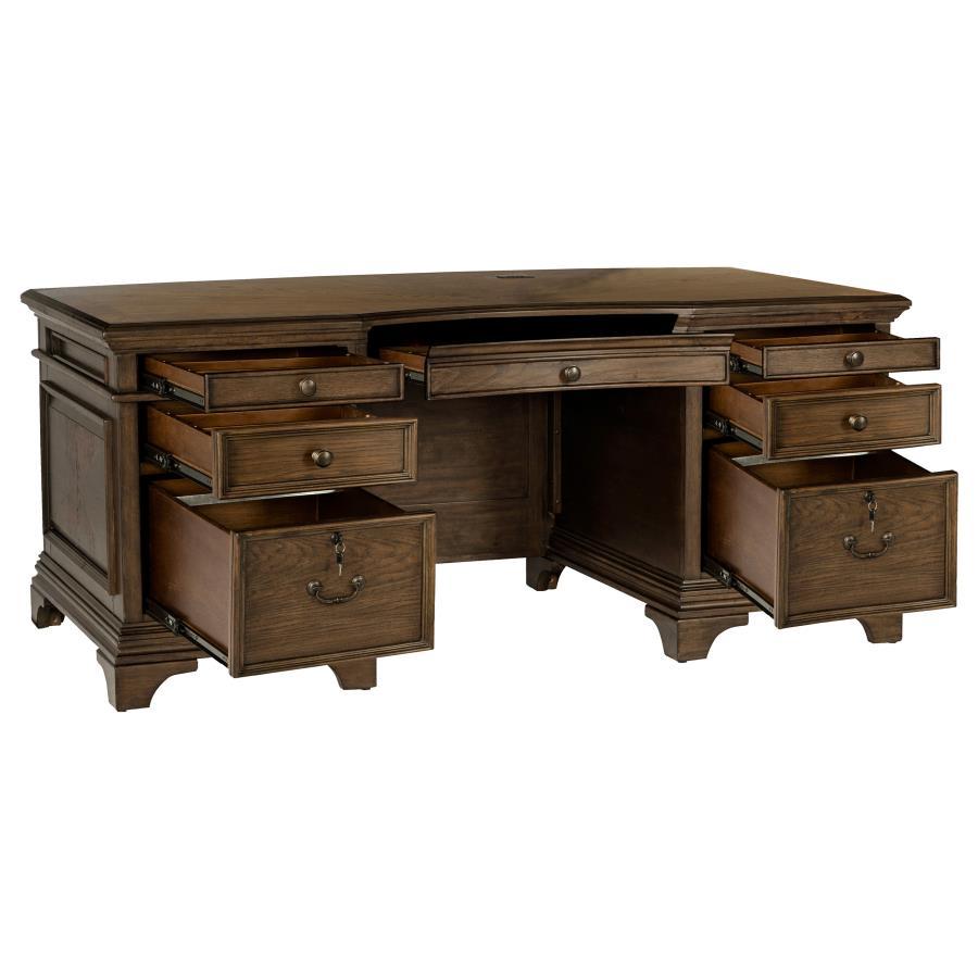 Coaster Fine Furniture Hartshill - 7-Drawer Executive Desk - Burnished Oak | Meri Furniture