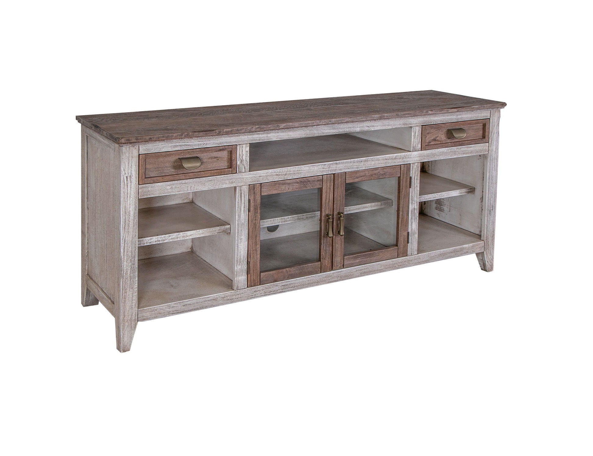 International Furniture Direct Sahara - 70" TV Stand - Light Cream / Brown Caramel | Meri Furniture