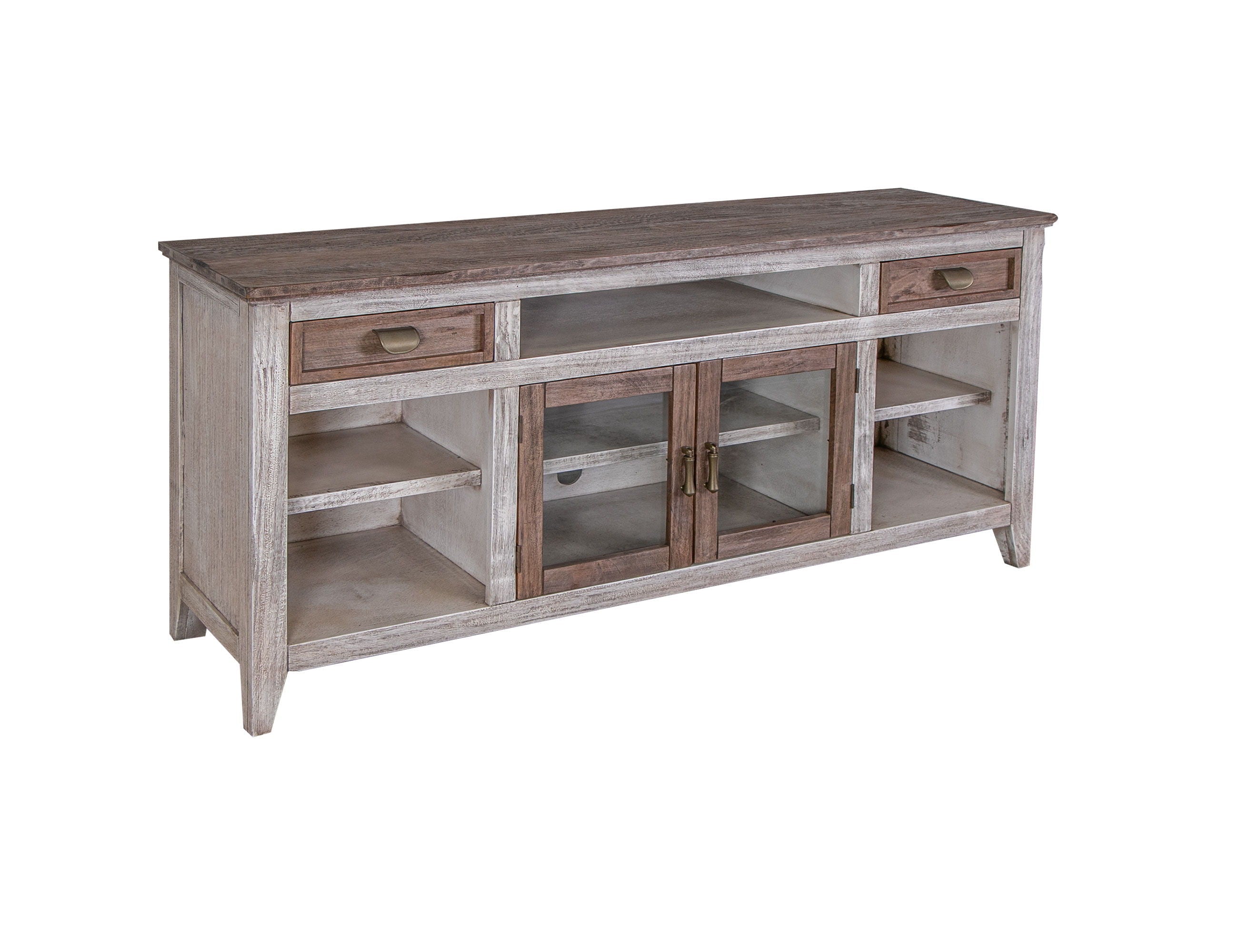 International Furniture Direct Sahara - 70" TV Stand - Light Cream / Brown Caramel | Meri Furniture