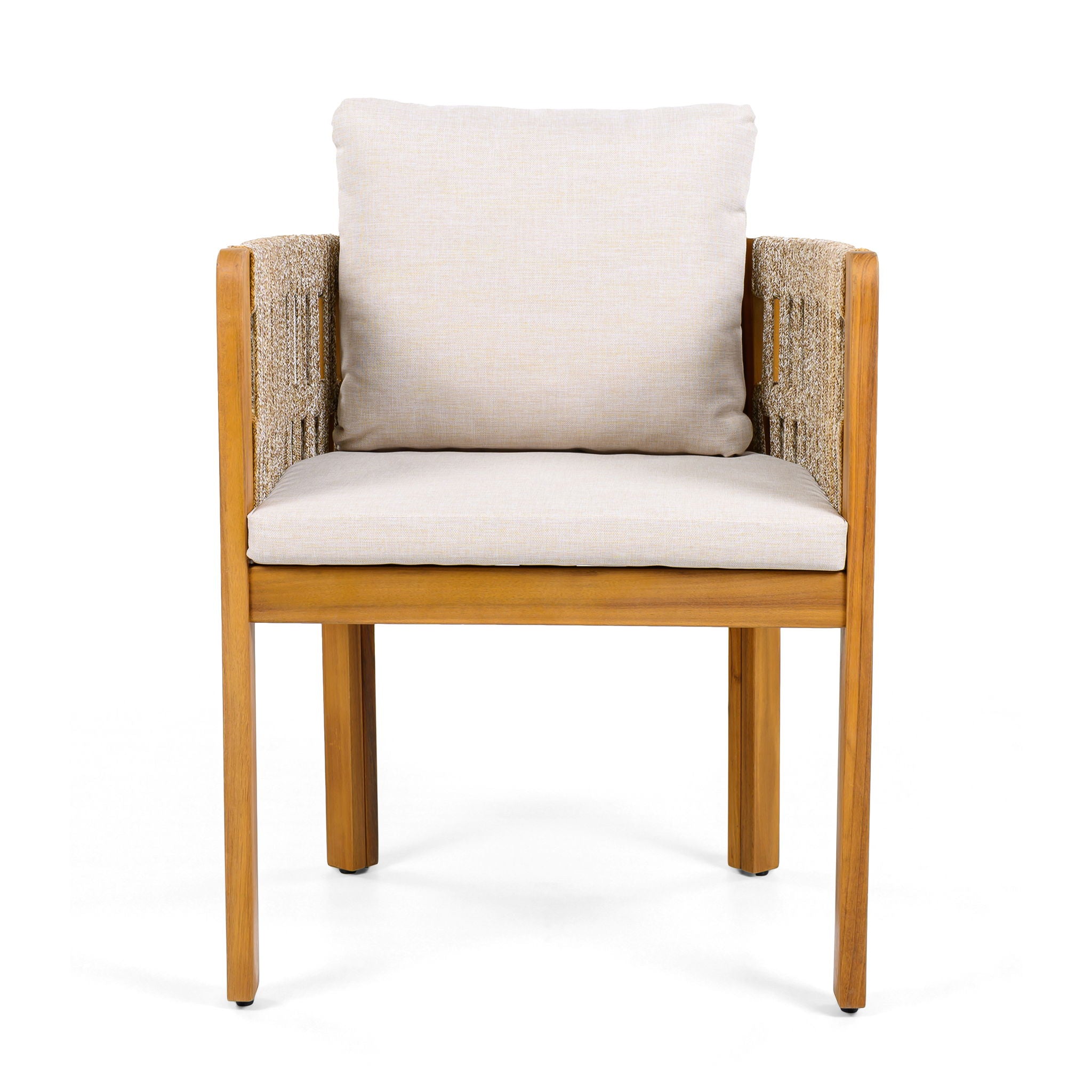 Outdoor Dining Chairs With Mix Rope Handles (Set of 2)