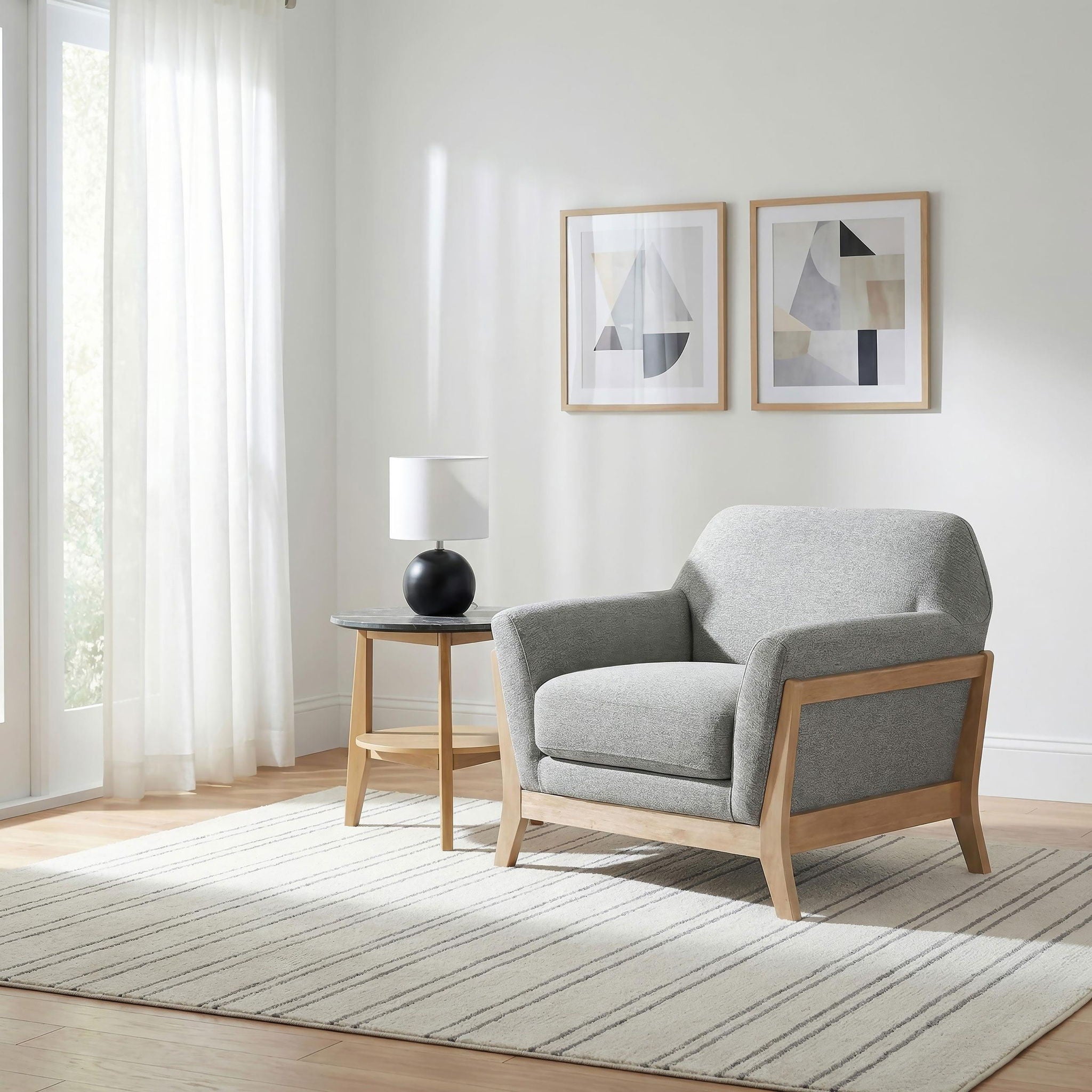 Vaughn Fabric Upholstered Flared Arm Accent Chair Grey