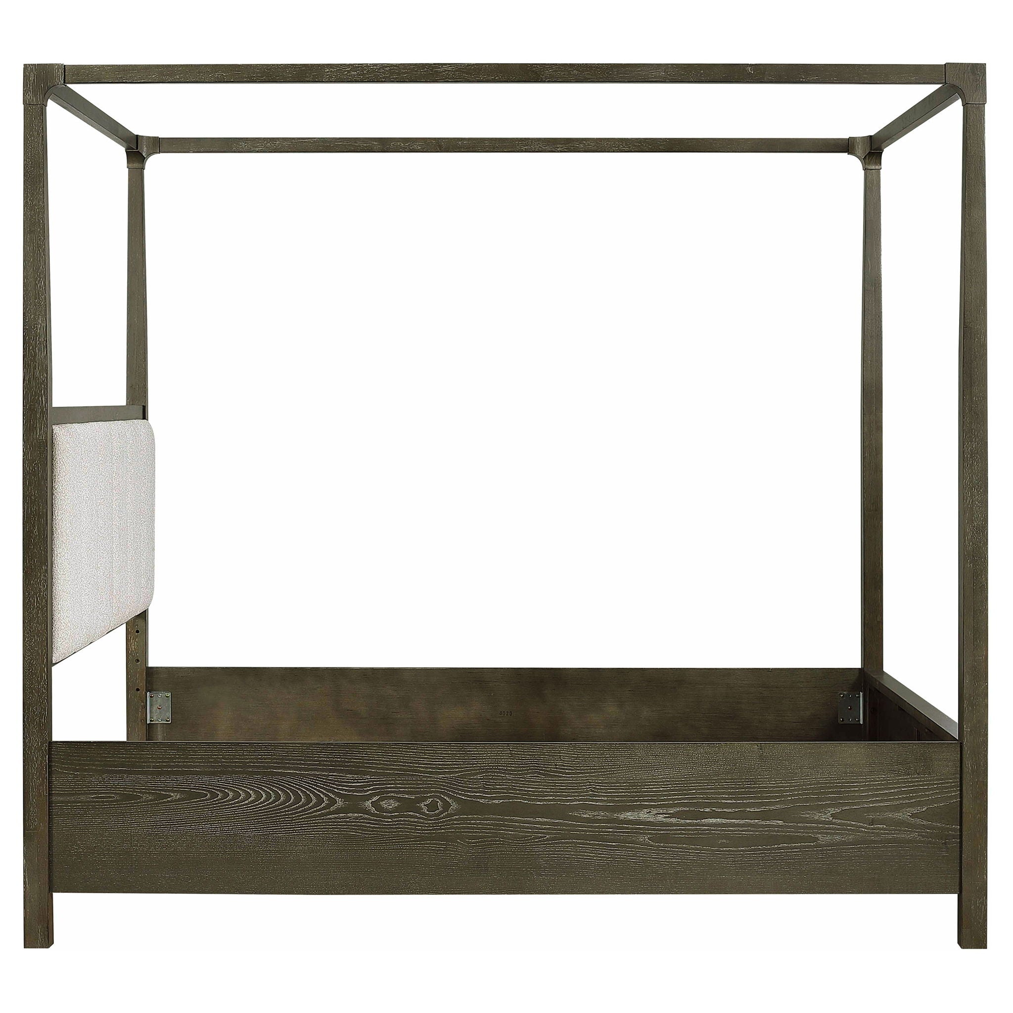 Sundance - Queen Canopy Bed With Upholstered Headboard - Dark Brown