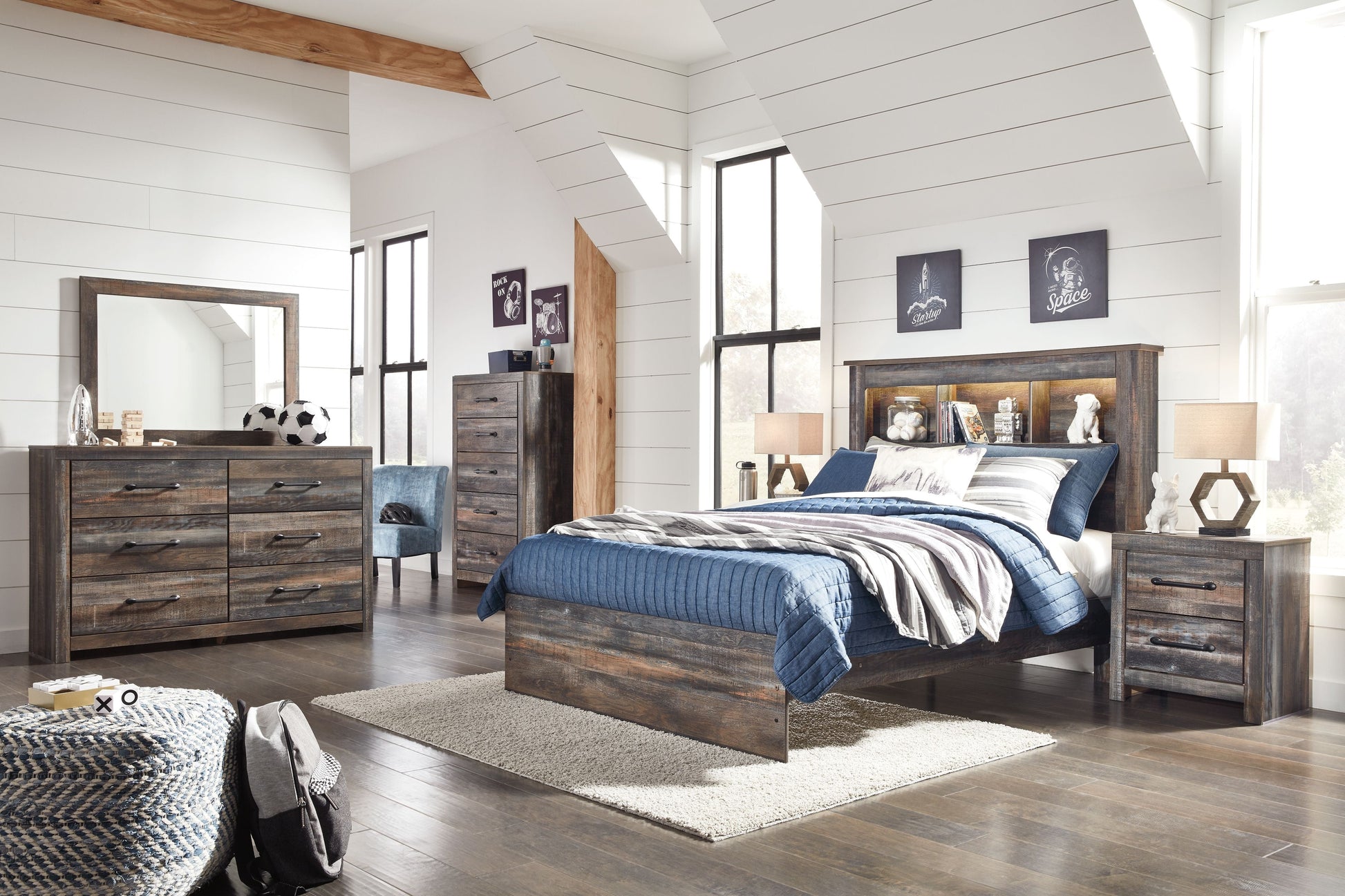 Signature Design by Ashley® Drystan - Panel Bookcase Bed | Meri Furniture