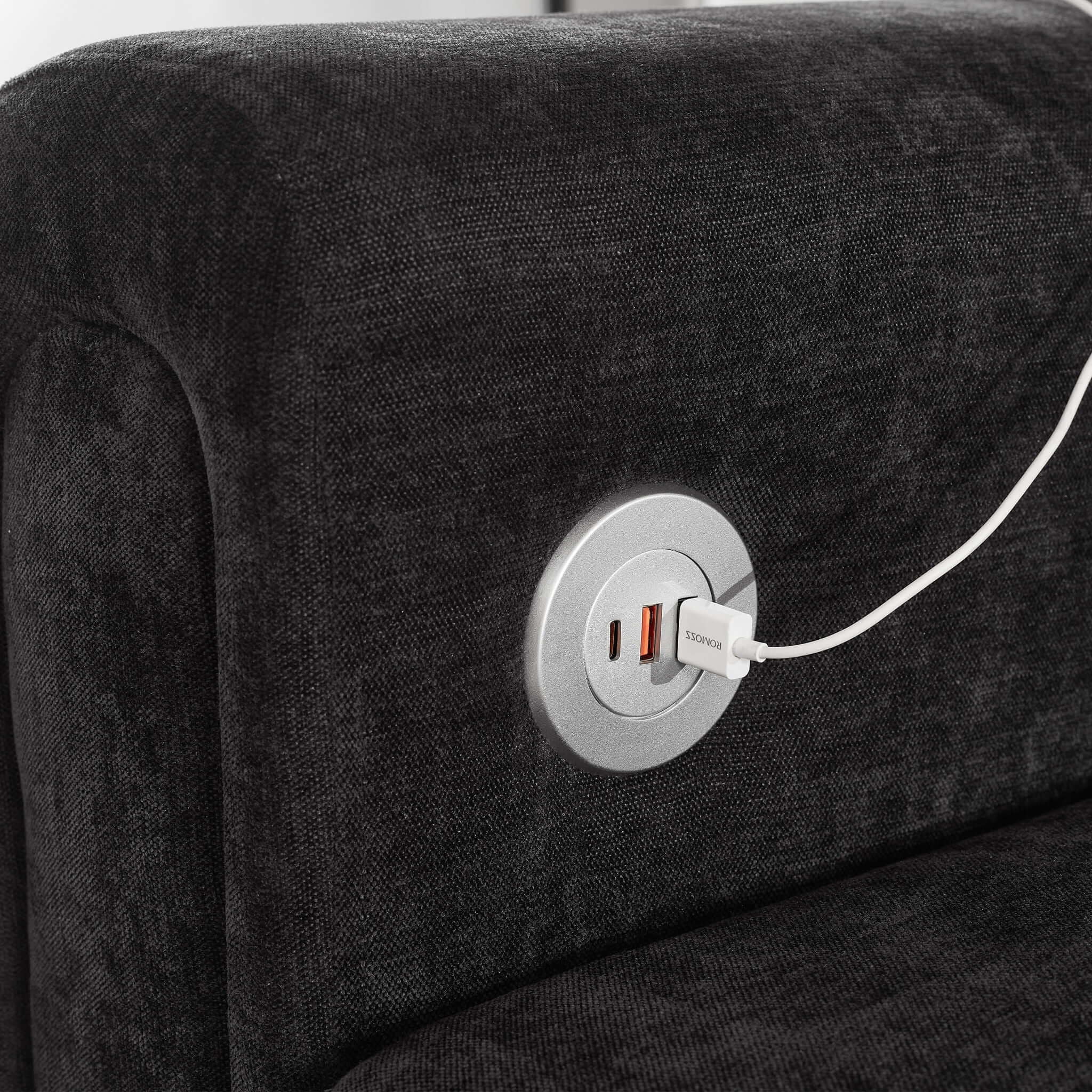 Modular Sectional Sofa With Movable Ottomans, USB Ports & Side Tables