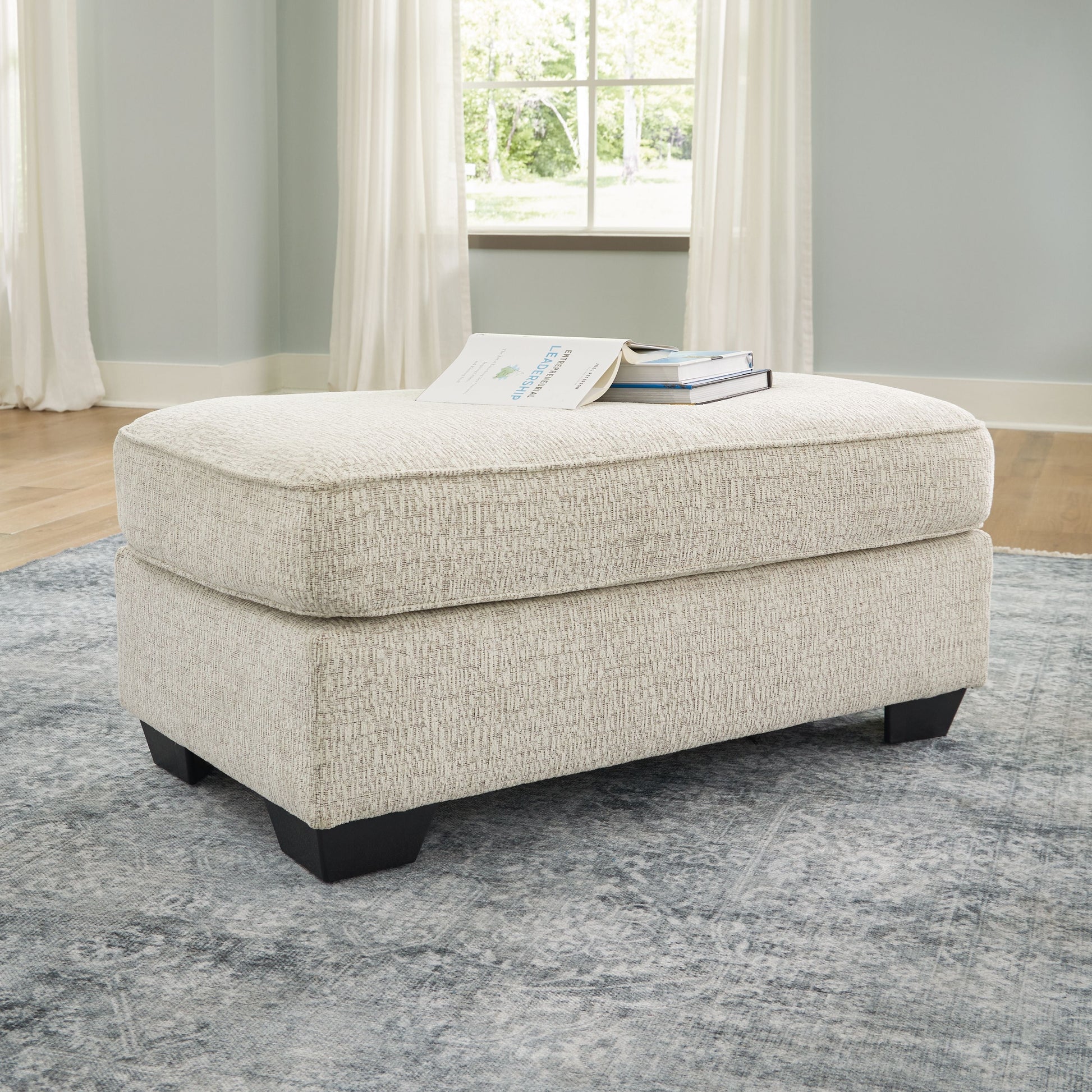 Signature Design by Ashley® Valerano - Parchment - Ottoman | Meri Furniture