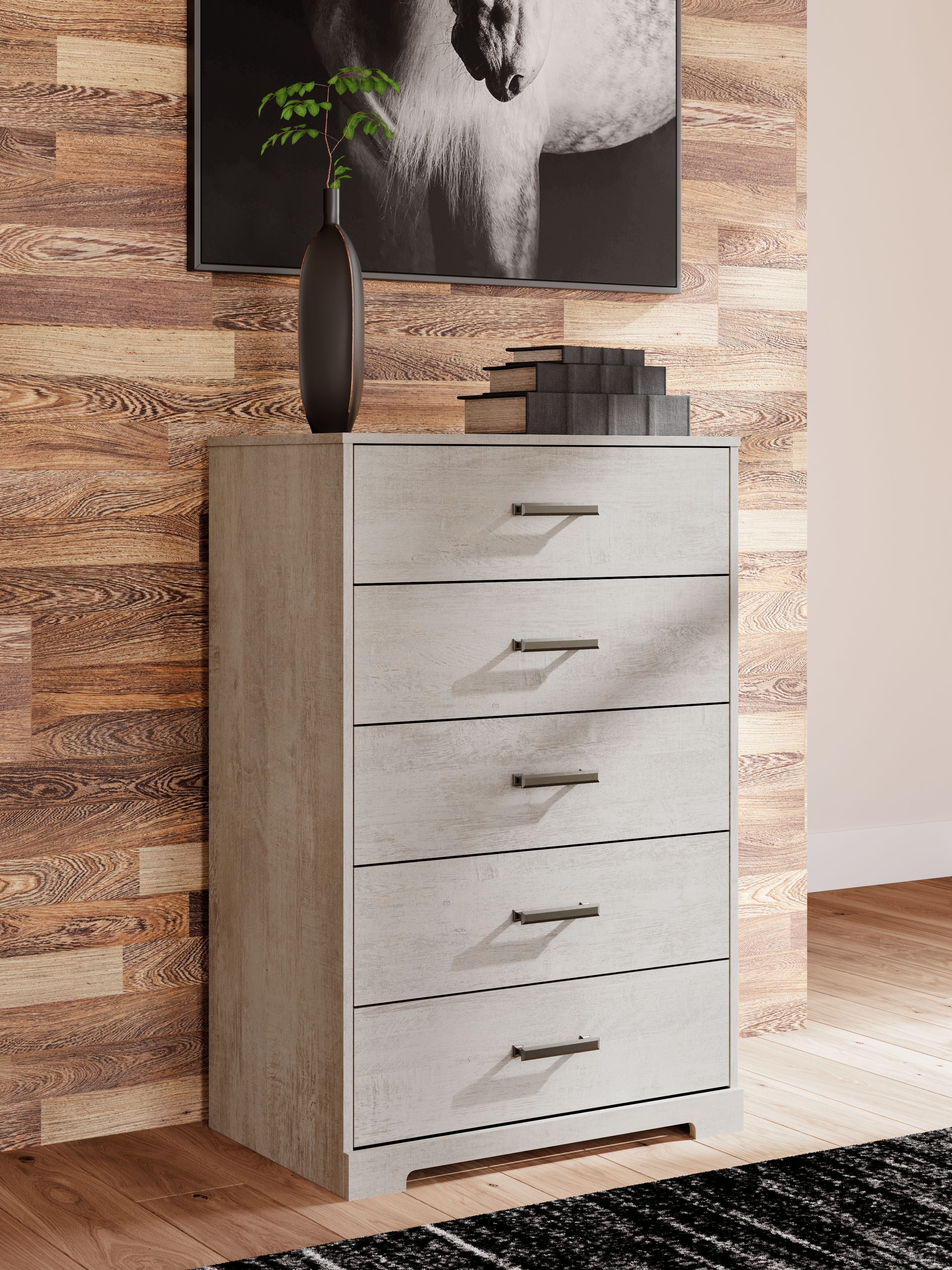 Signature Design by Ashley® Shawburn - Whitewash - Five Drawer Chest | Meri Furniture