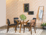 Coaster Fine Furniture Paxton - Round Glass Top Wood Dining Table - Nutmeg | Meri Furniture