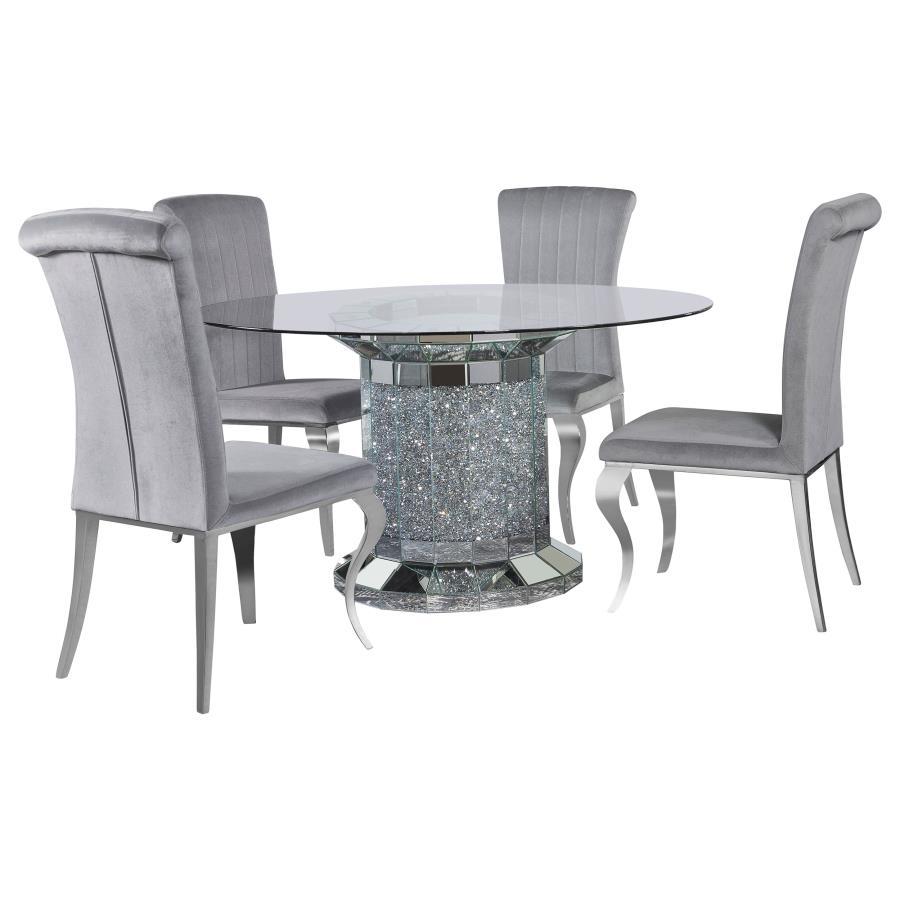 Coaster Fine Furniture Ellie - Mirrored Pedestal Dining Table Set | Meri Furniture